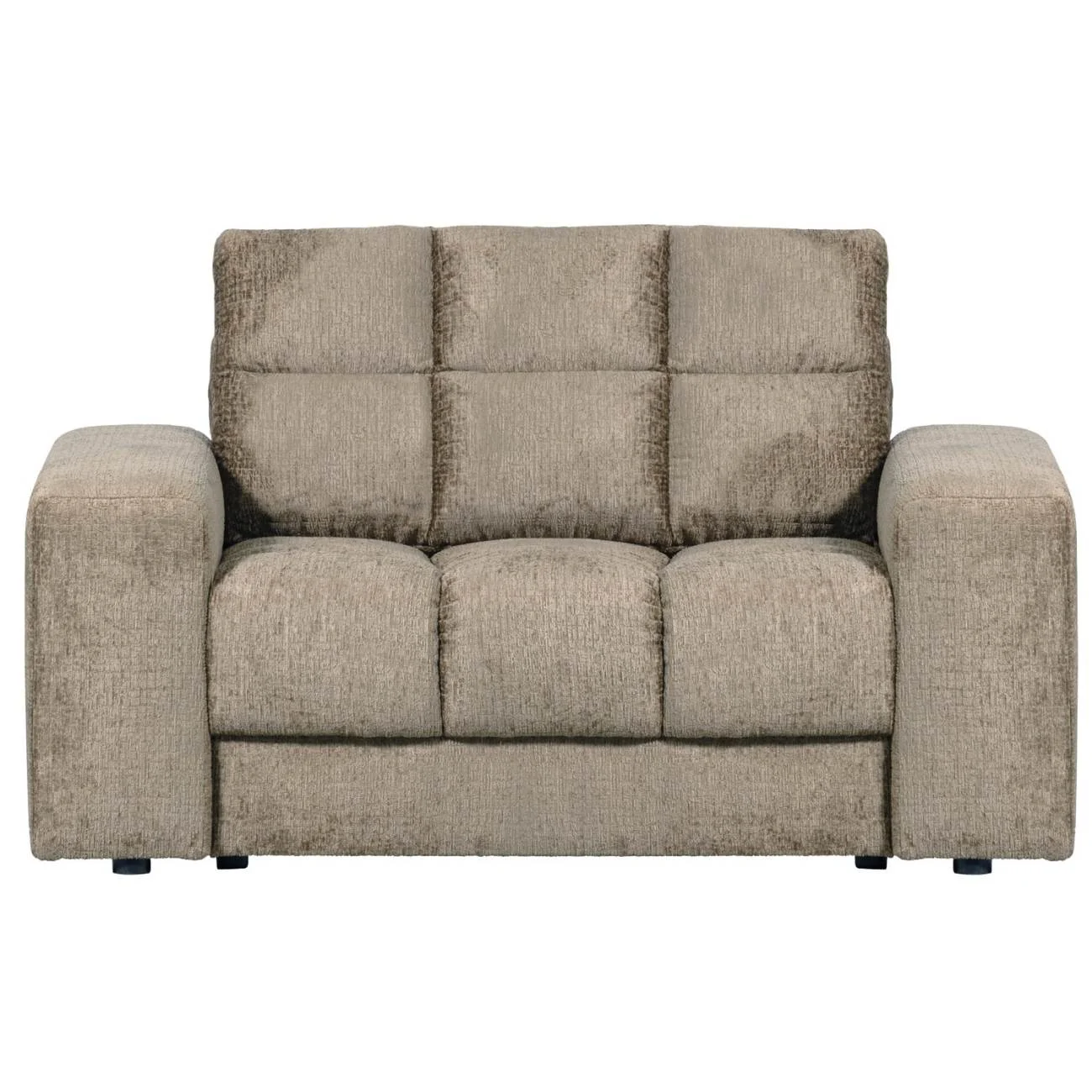Sessel Loveseat Date aus Struktursamt, klassisch gepolstert, Beige Wheatfield, widerstandsfähig und komfortabel - Woood