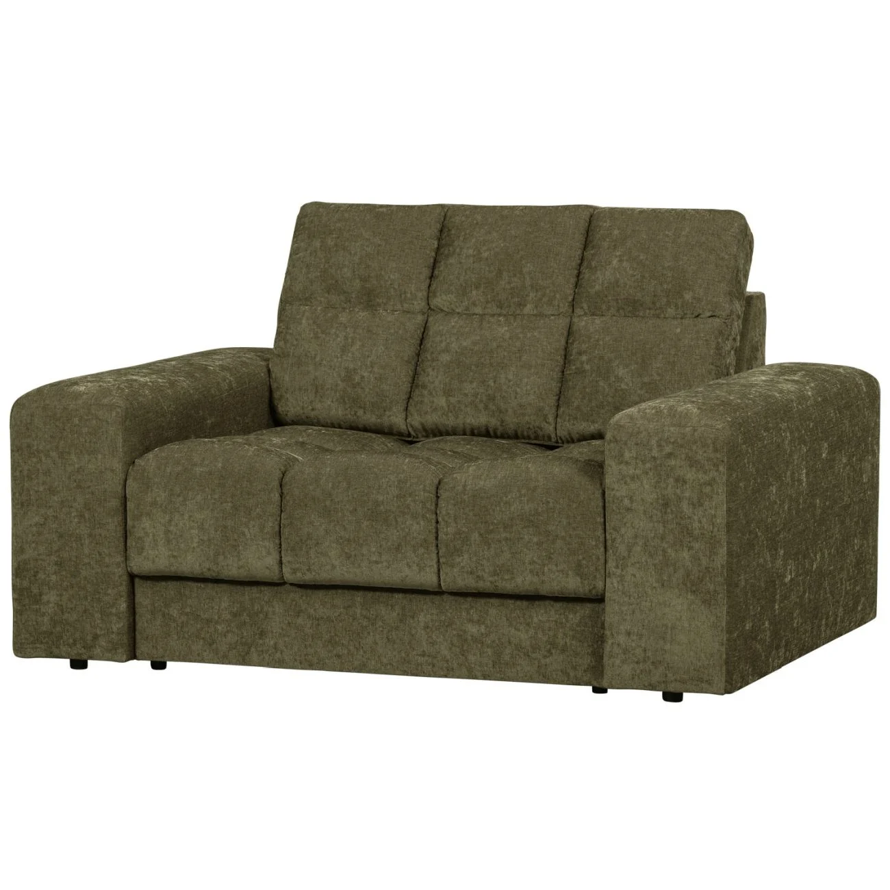 Sessel Loveseat Date aus Webstoff, klassisch gepolstert, Grün, bequeme Sitzfläche - Woood