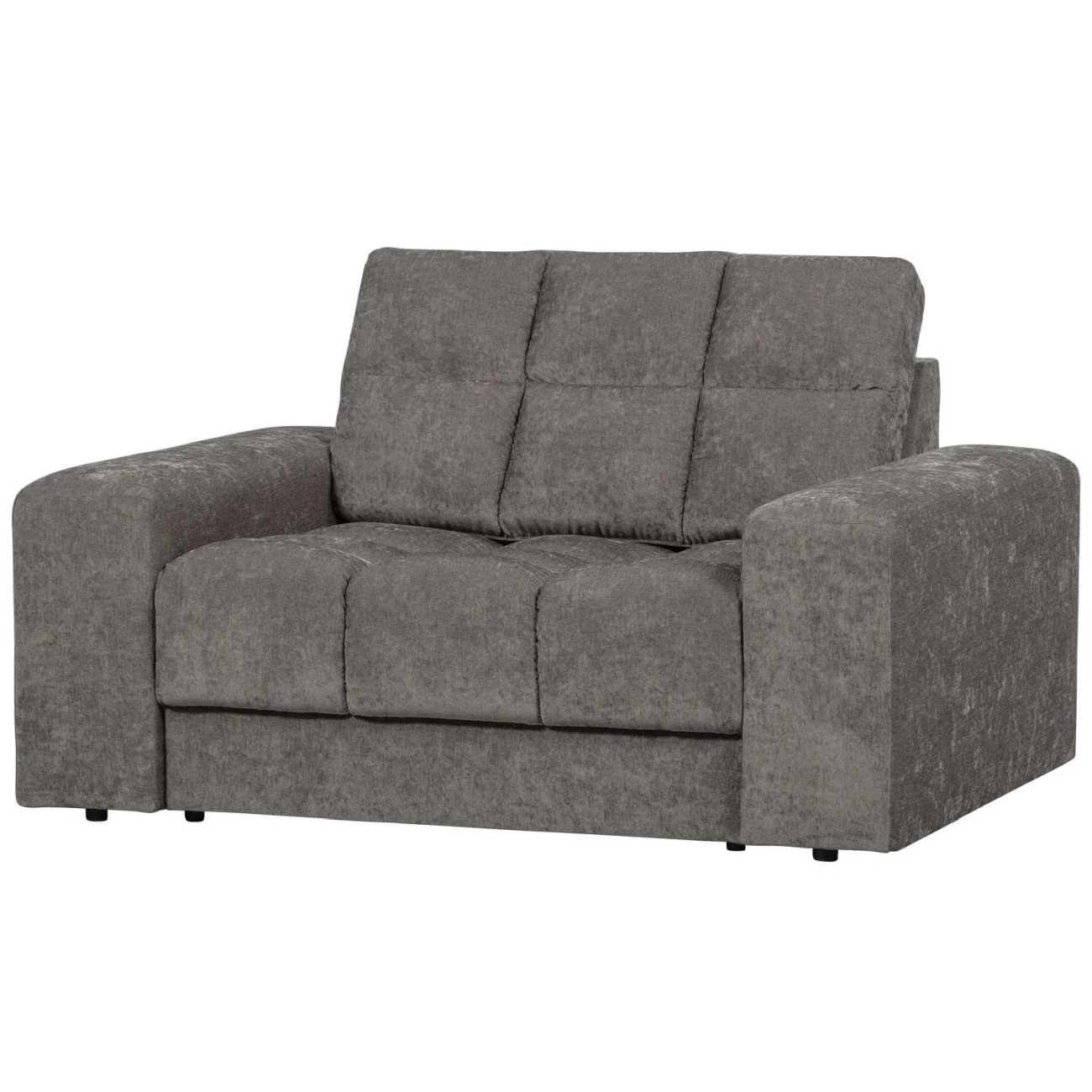 Sessel Loveseat Date aus Webstoff, klassisch gepolstert, grau Mouse, komfortabel für zwei - Woood