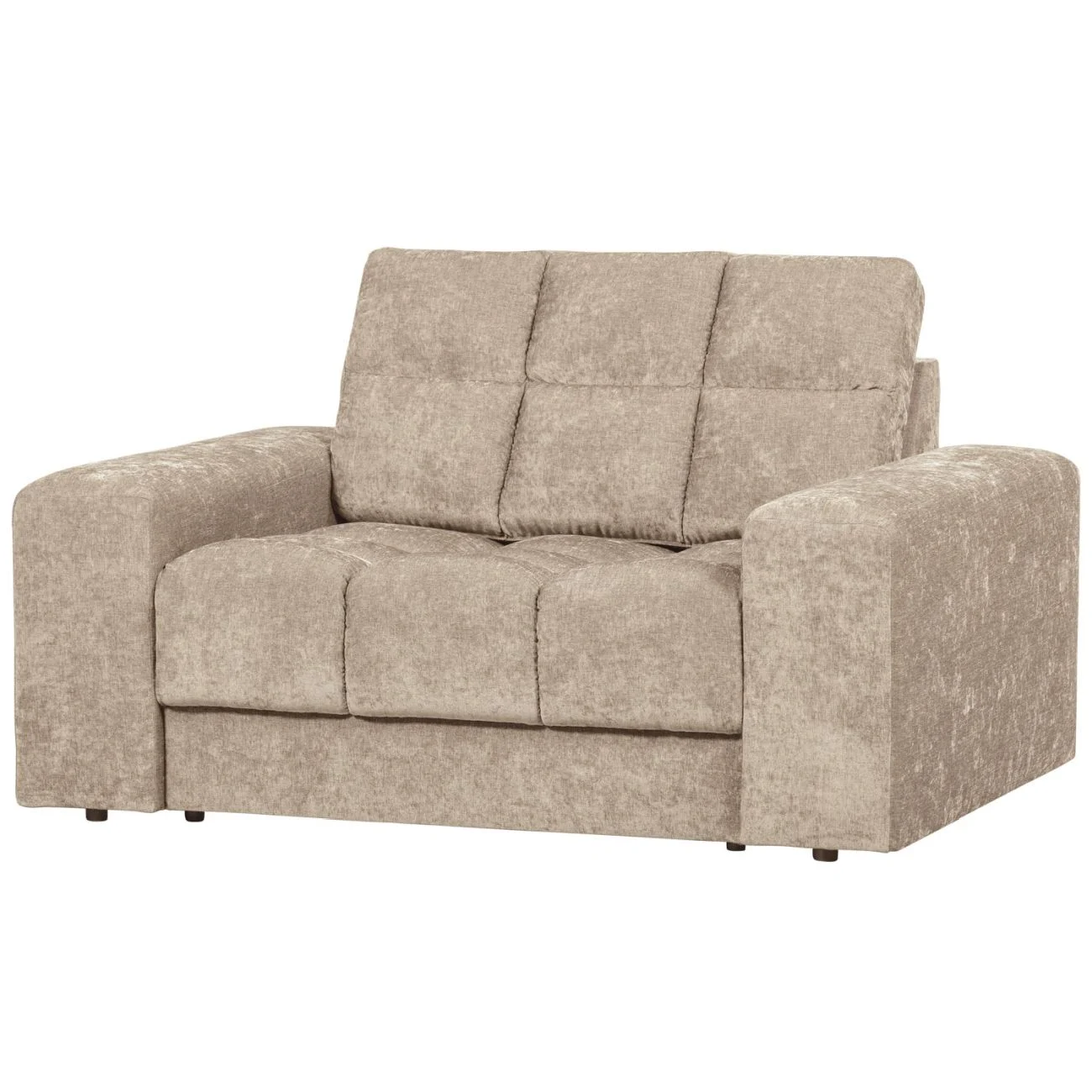 Sessel Loveseat Date aus Webstoff, klassisch gepolstert, Farbe Nougat, komfortabel für zwei - Woood