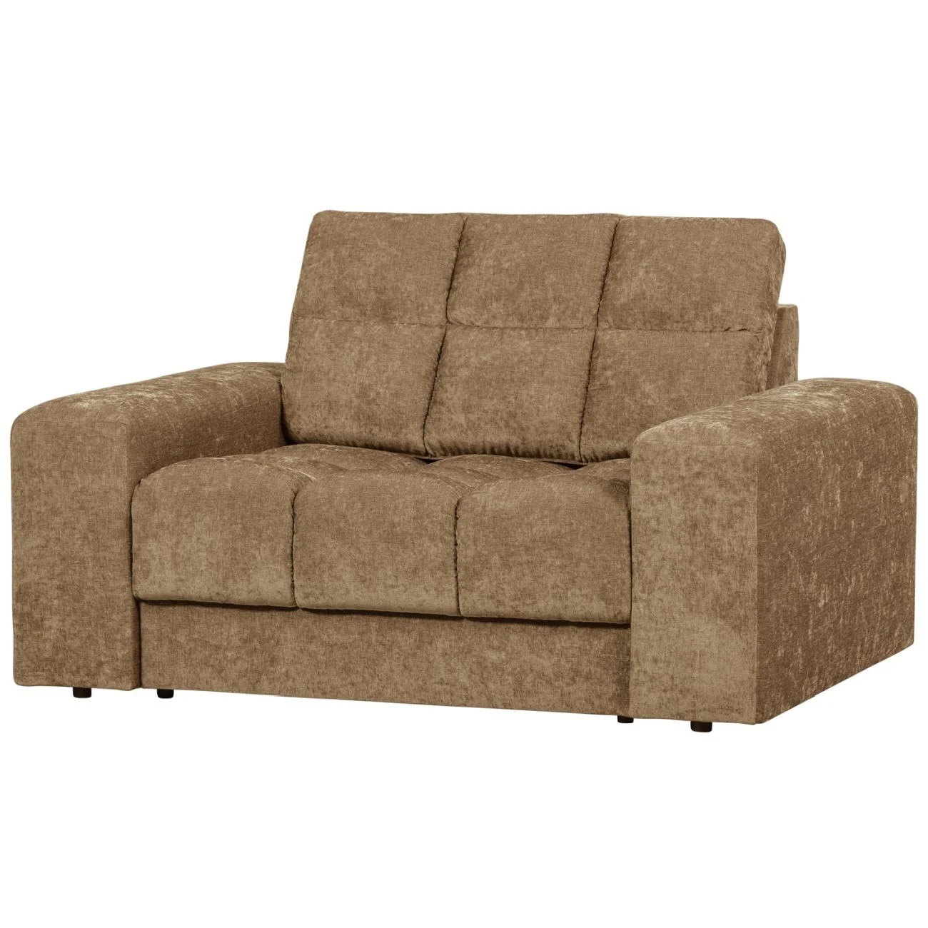 Sessel Loveseat Date aus Webstoff, klassischer Stil, Sand, gepolstert und pflegeleicht - Woood