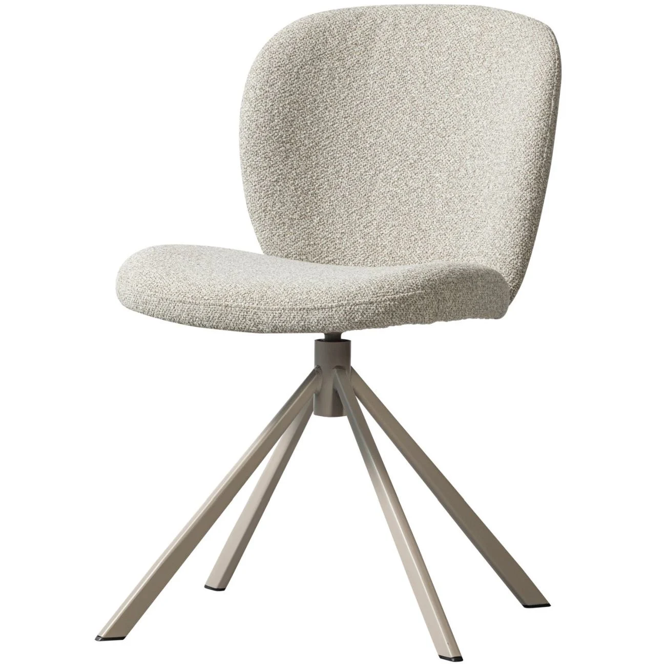 Esszimmerstuhl Femke aus Bouclé, modern drehbar, Natur, gepolstert und bequem - Woood