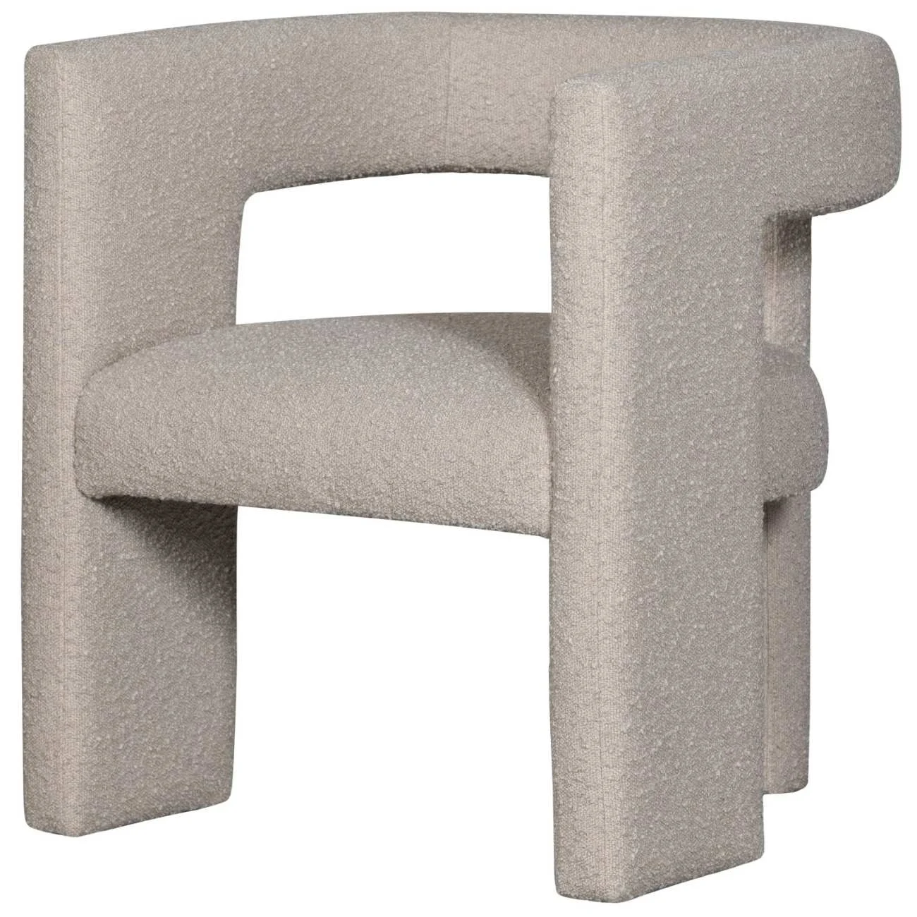 Sessel Tiwa aus Bouclé-Stoff, modernes Design, gepolstert, Beige, komfortabel und pflegeleicht