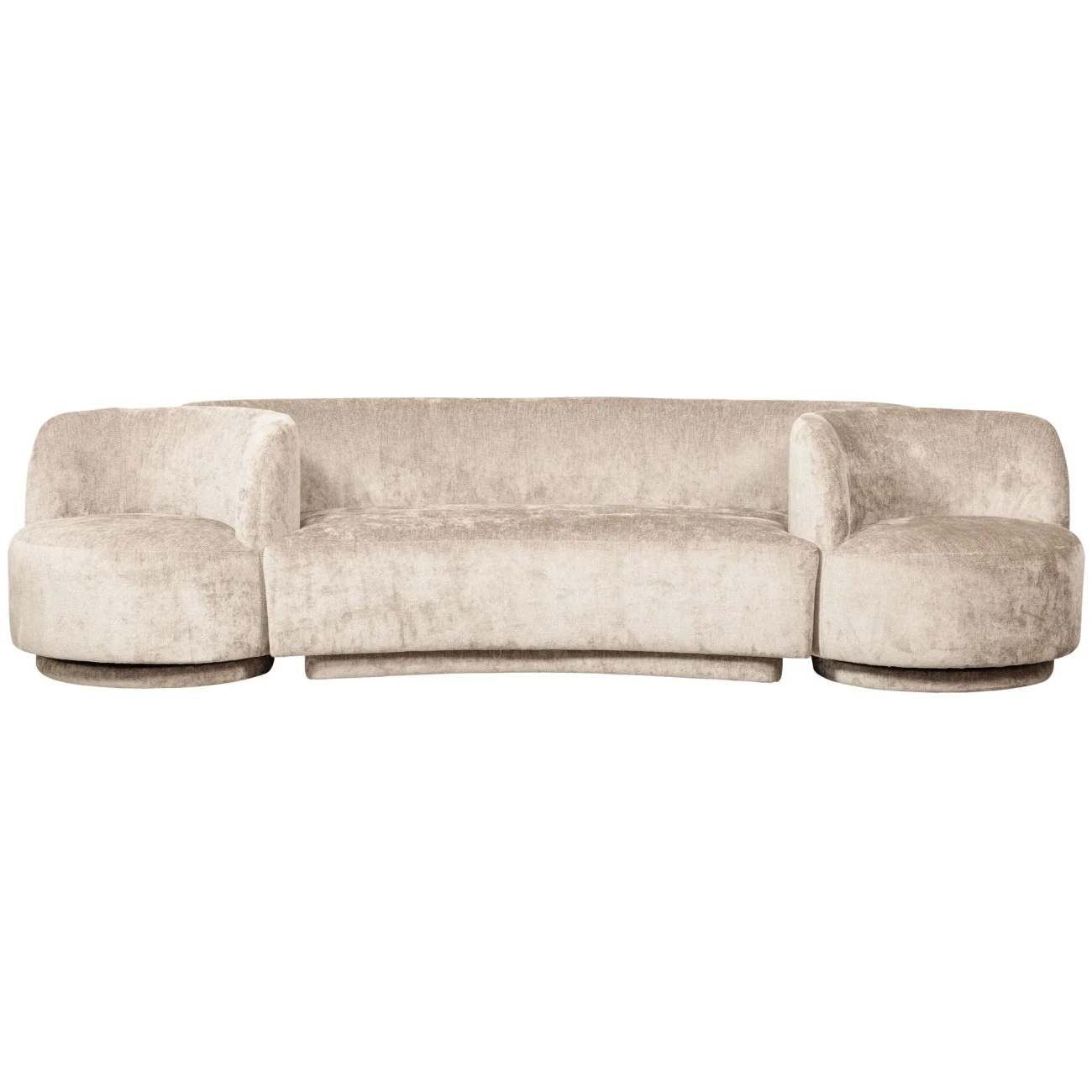 Sofa Combi-Popular aus Chenille-Stoff, modernes Bank-Sessel-Set, Natur, drehbare Sessel