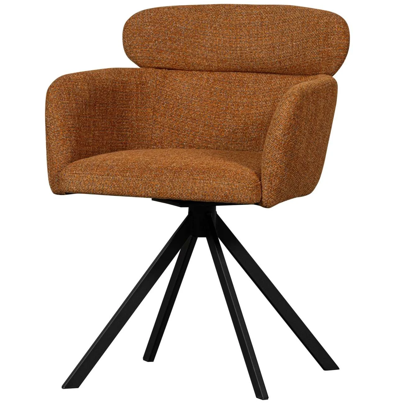 Esszimmerstuhl Fenne aus Webstoff, modern und drehbar, Orange, weiche Polsterung, Metallgestell - Woood