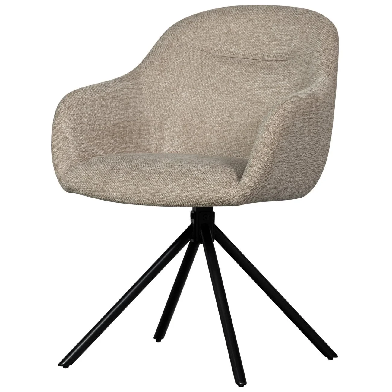 Esszimmerstuhl Grant-Jaki aus Chenille-Stoff, modern gepolstert, Sand, schwarzes Metallgestell