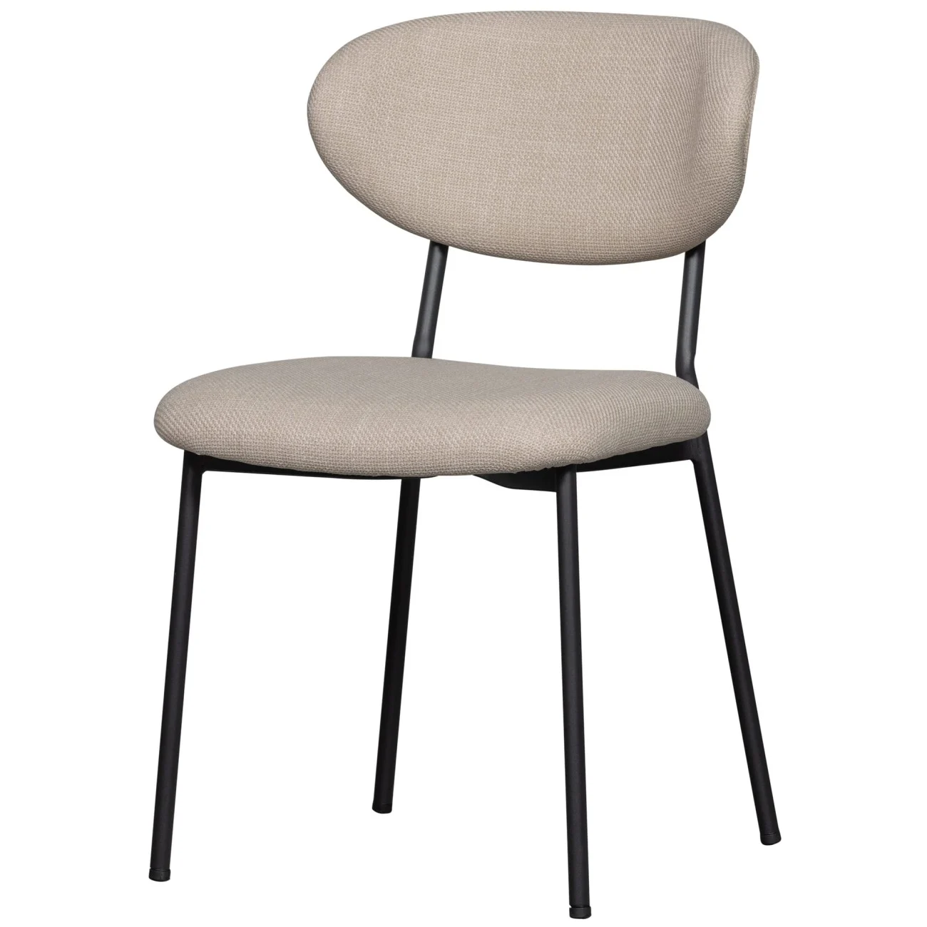 Esszimmerstuhl Kjeld aus Webstoff, modernes Design, Natur, gepolstert, Metallgestell schwarz - Woood