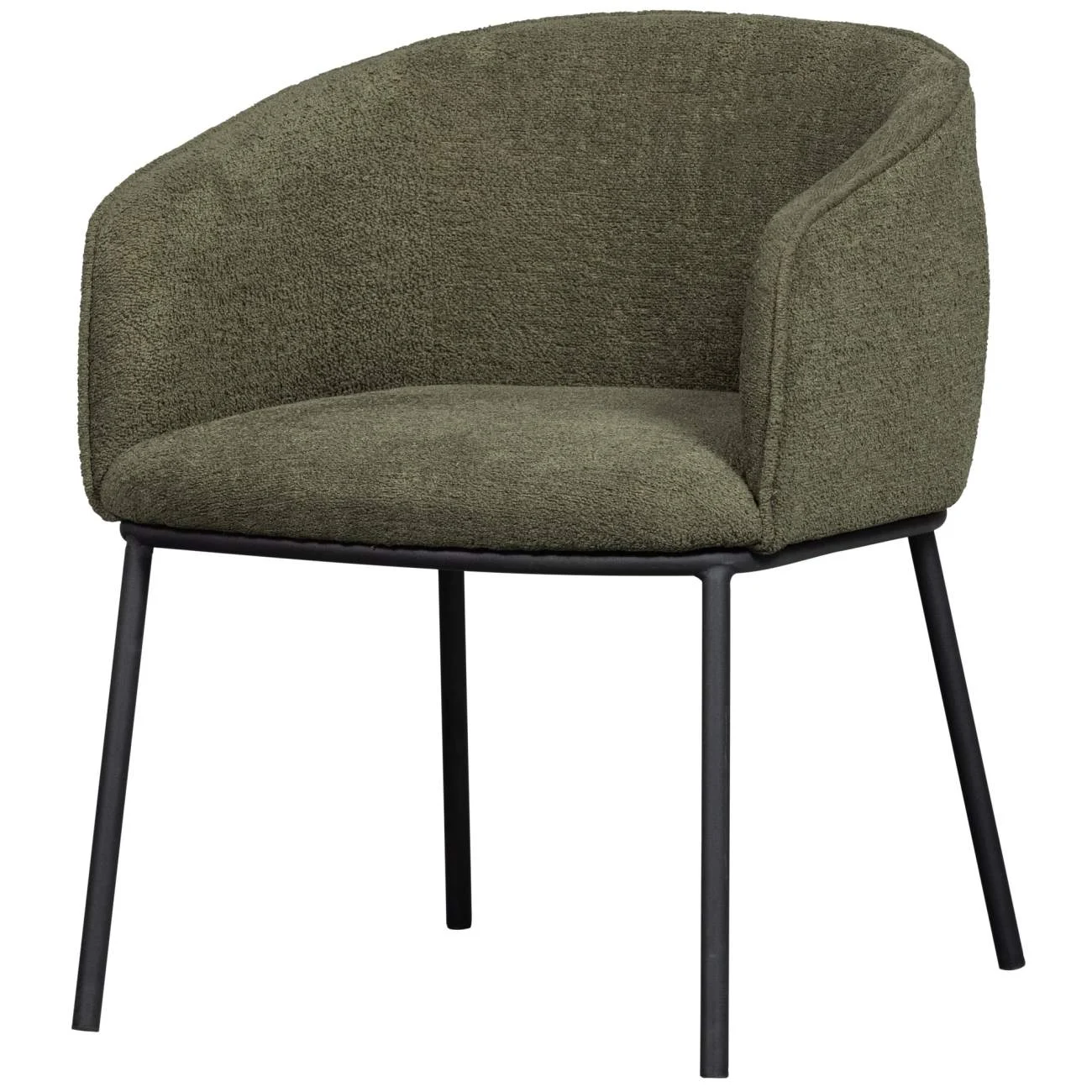 Esszimmerstuhl Leon aus Bouclé-Stoff, modernes Design, grün, komfortabel gepolstert