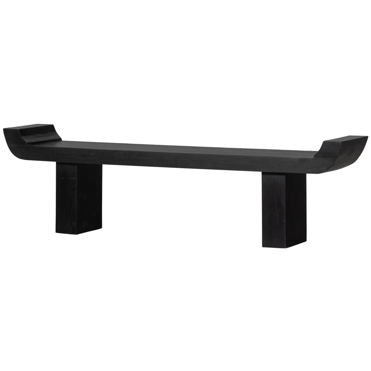 Bank Lox aus Holz, skandinavischer Stil, Schwarz, 183 cm Breite, lackierte Oberfläche - Woood