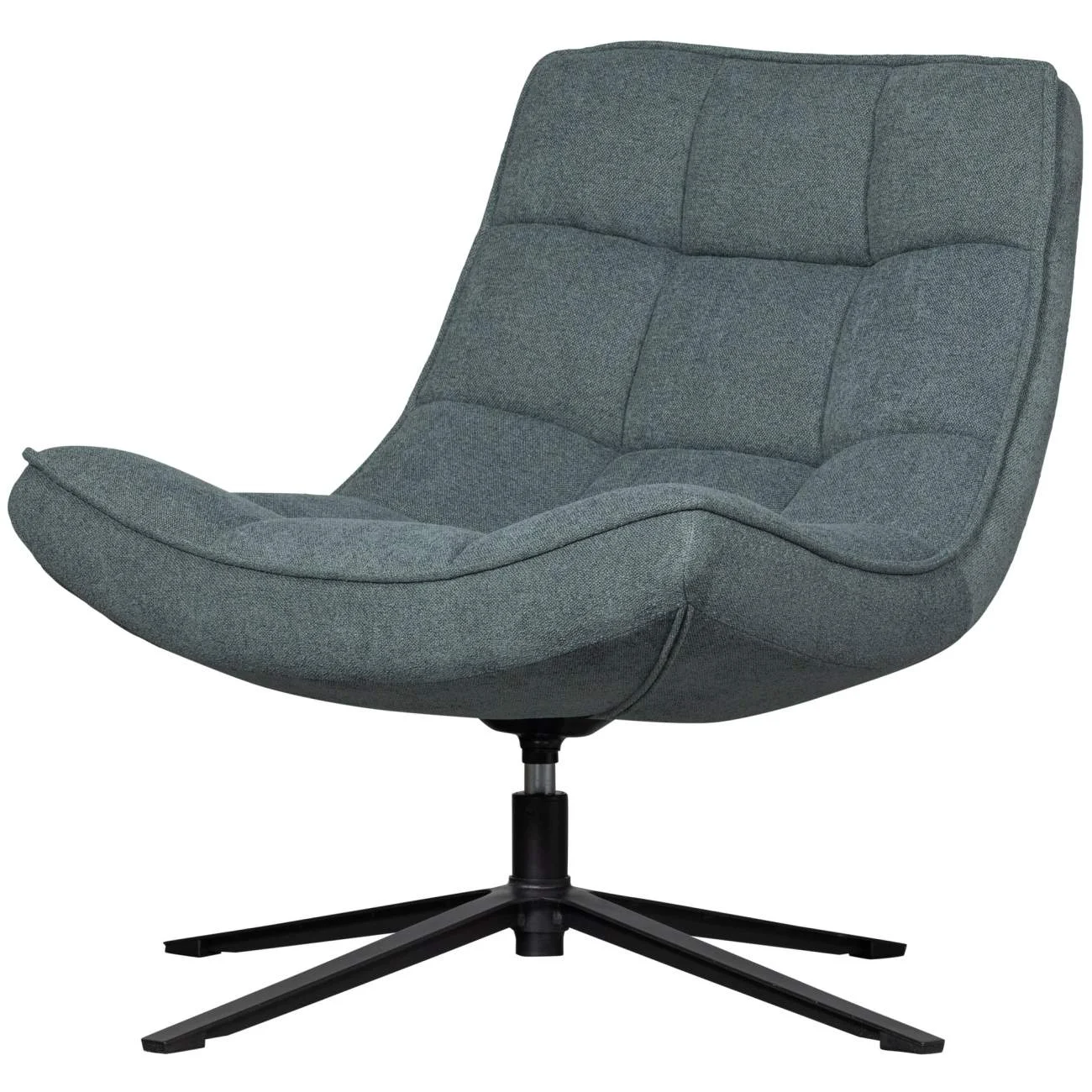 Drehsessel Maudi aus Webstoff, modernes Design, Blau, gepolstert, drehbar, Metallgestell - Woood