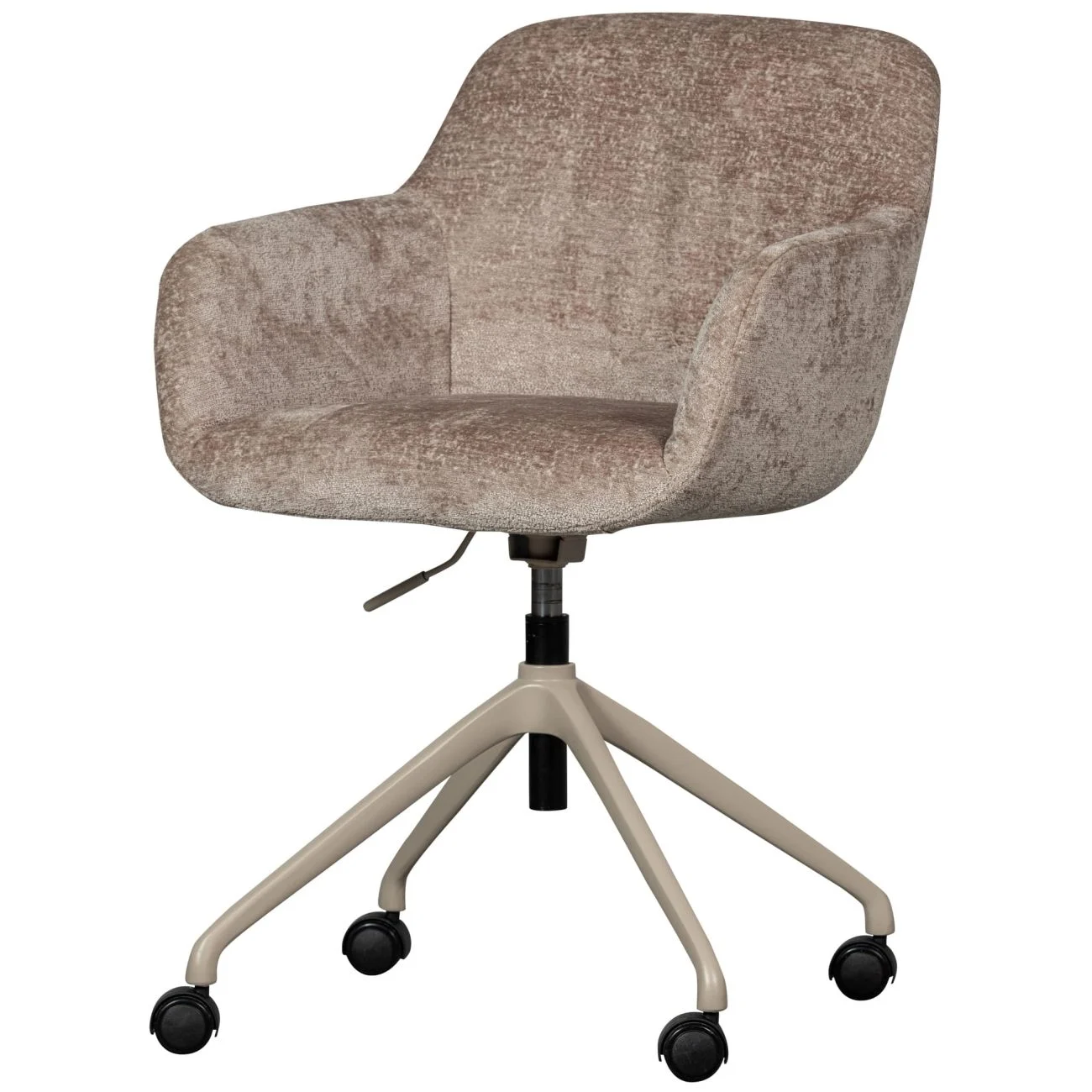 Bürostuhl Morros aus Chenille-Stoff, modernes Design, taupe, gepolstert, Metallgestell