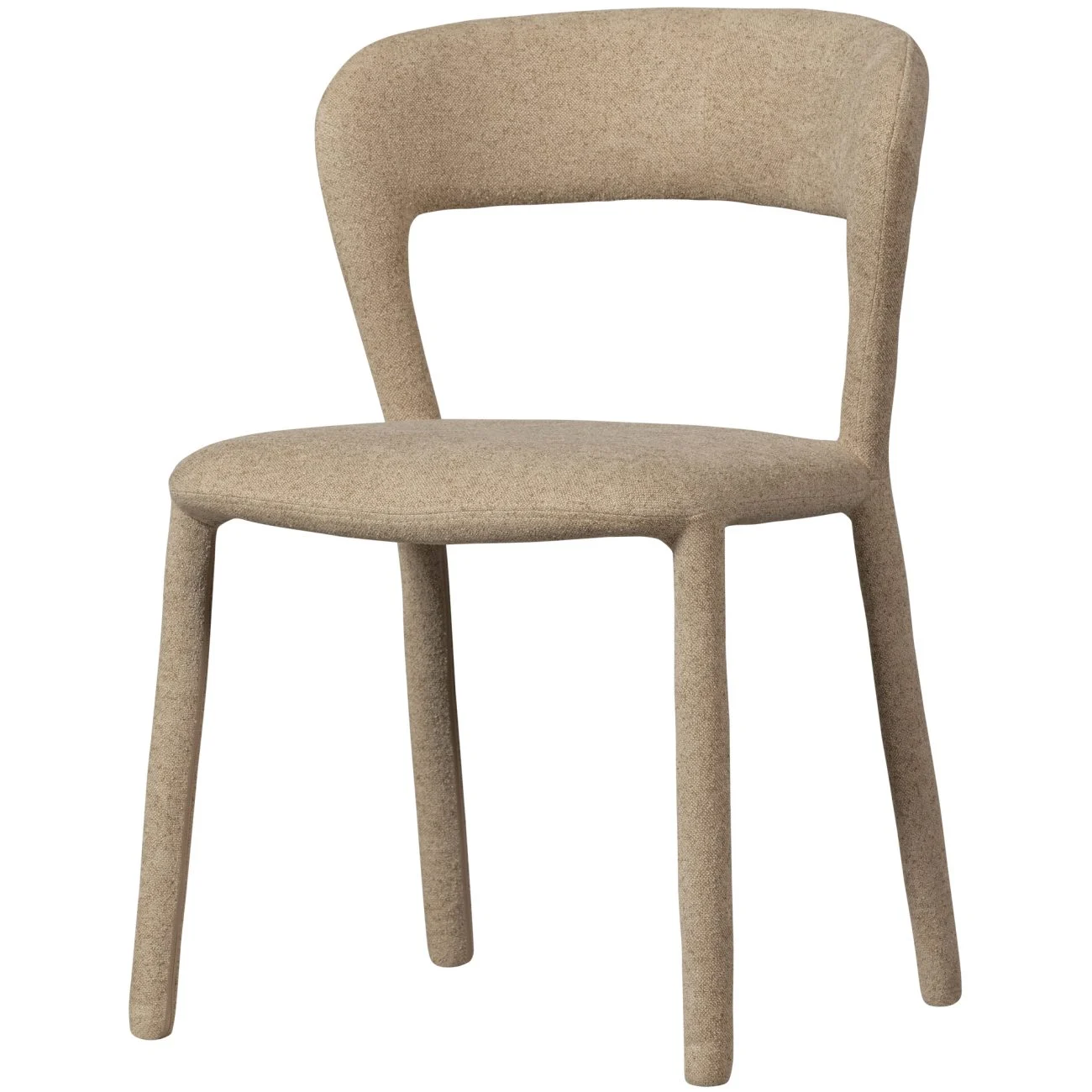 Esszimmerstuhl Noble aus Webstoff, Retro Chic Design, sandfarben, gepolstert und komfortabel - Woood