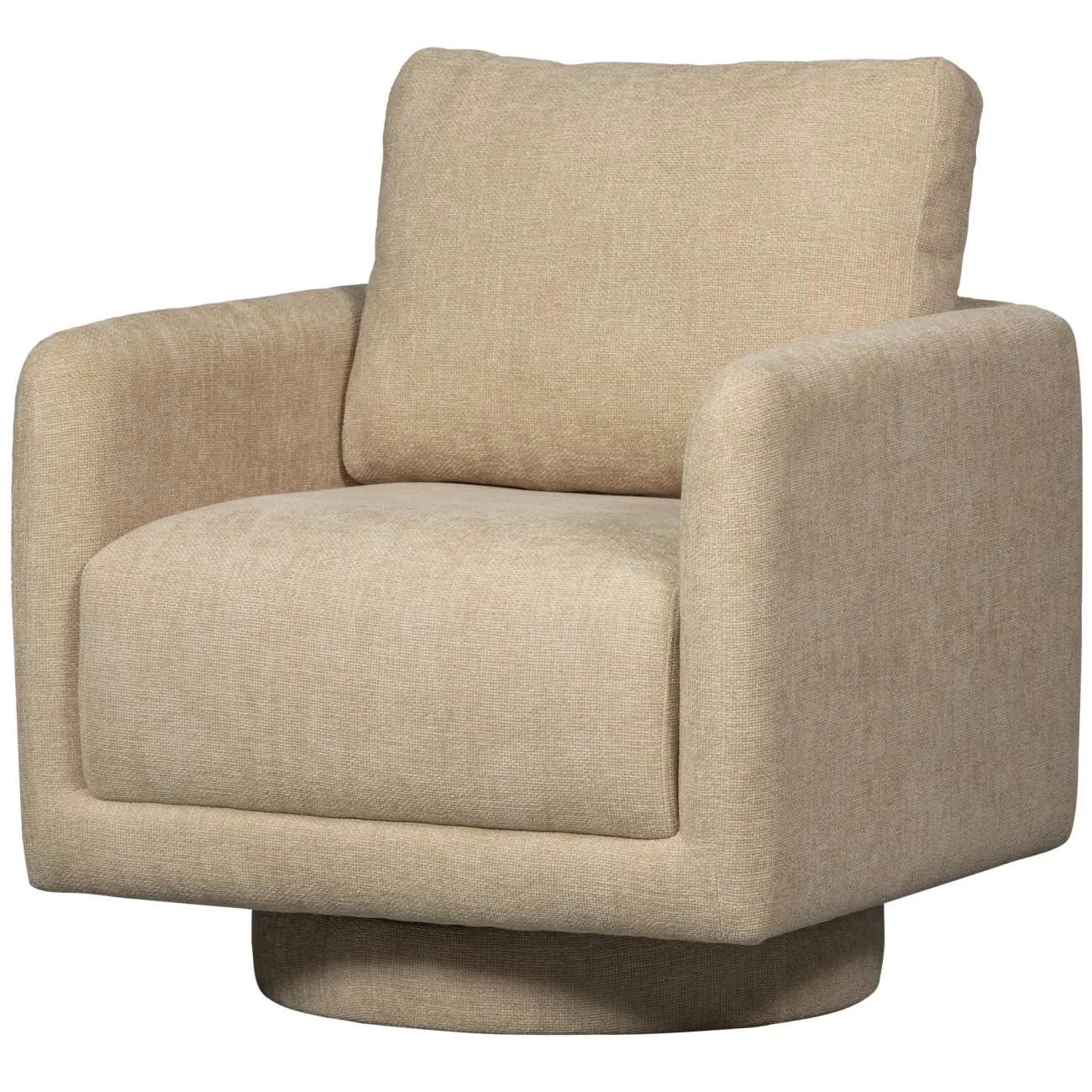 Drehsessel Oscar aus Chenille-Stoff, luxuriöse Struktur, modern, natur, drehbar für Indoor