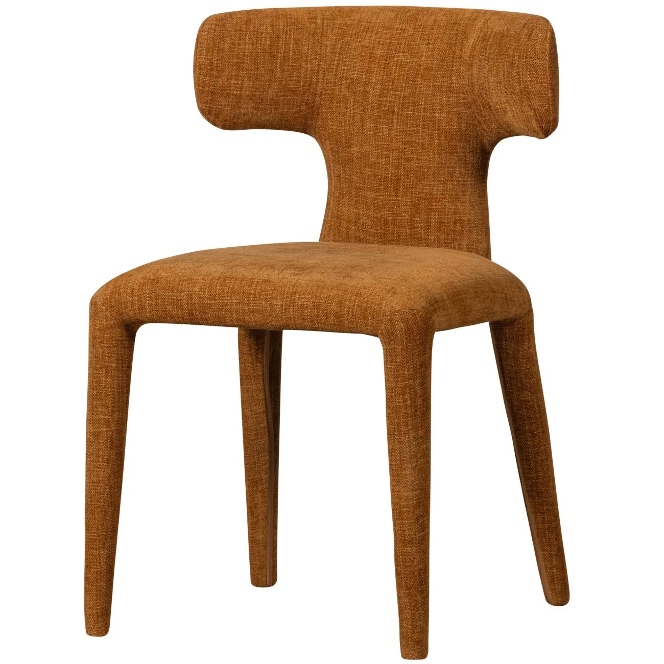 Esszimmerstuhl Permit aus Webstoff, Retro Chic, Orange Braun, weich gepolstert für Dein Zuhause - Woood