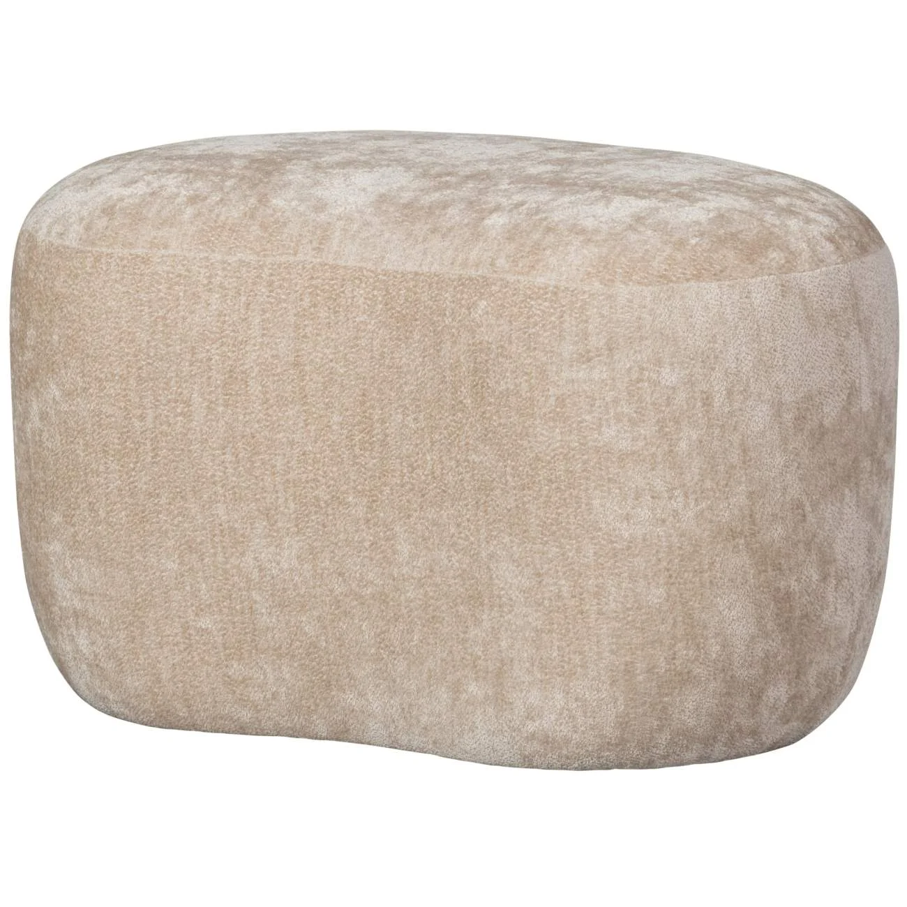 Hocker Popular aus Chenille-Stoff, organisches Design, natur, weich gepolstert für Indoor