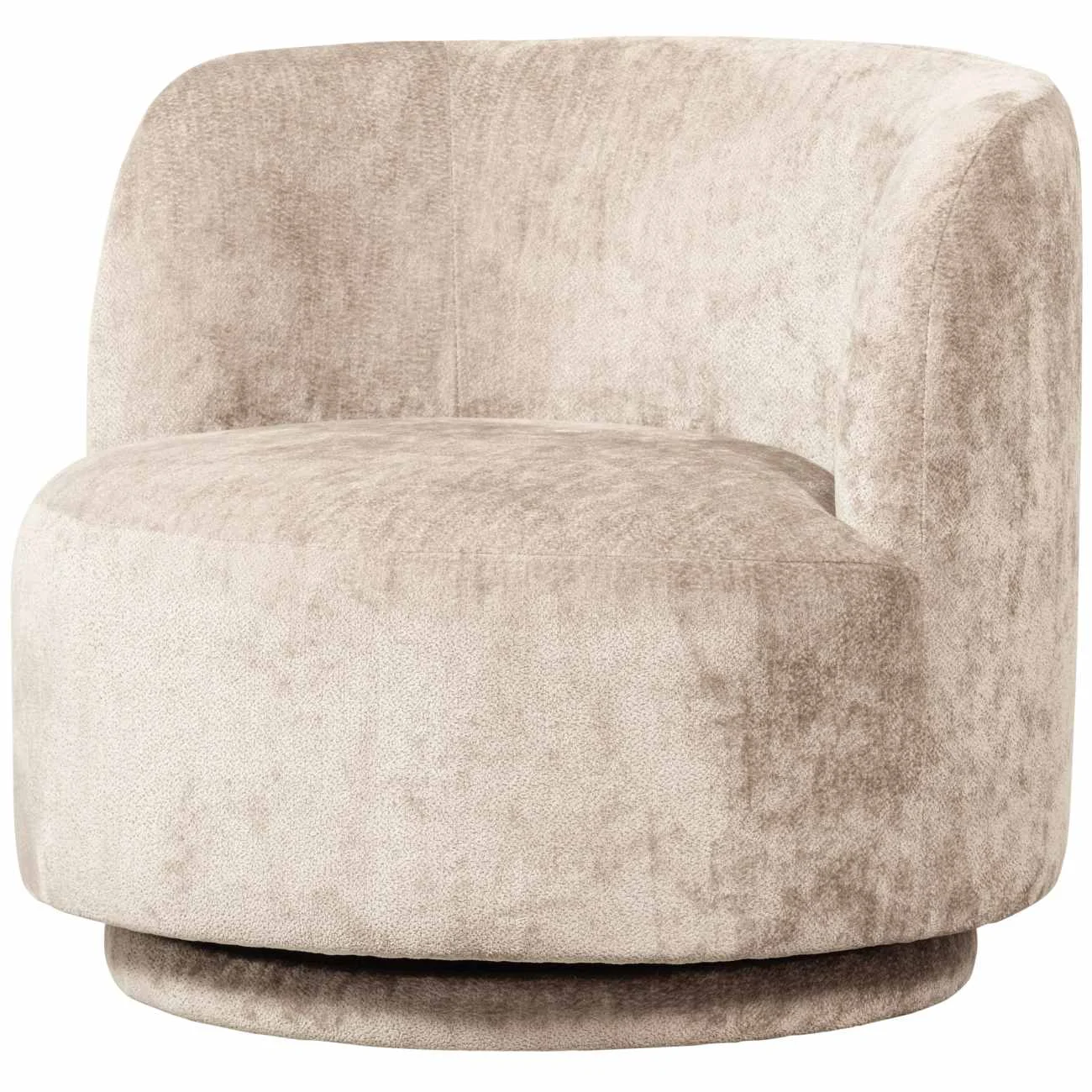 Sessel Popular aus Chenille-Stoff, drehbar, Retro Chic, Natur, luxuriöse Struktur