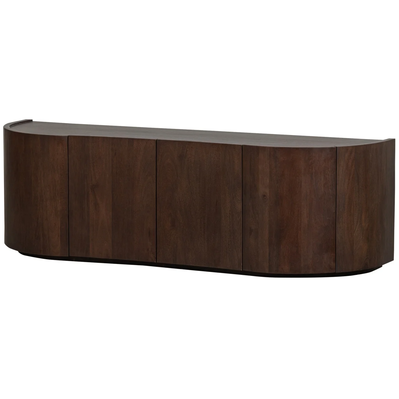 Sideboard Sense aus Mangoholz, modern Retro Chic, Braun Walnuss, 160 cm breit, 4 Türen - Woood