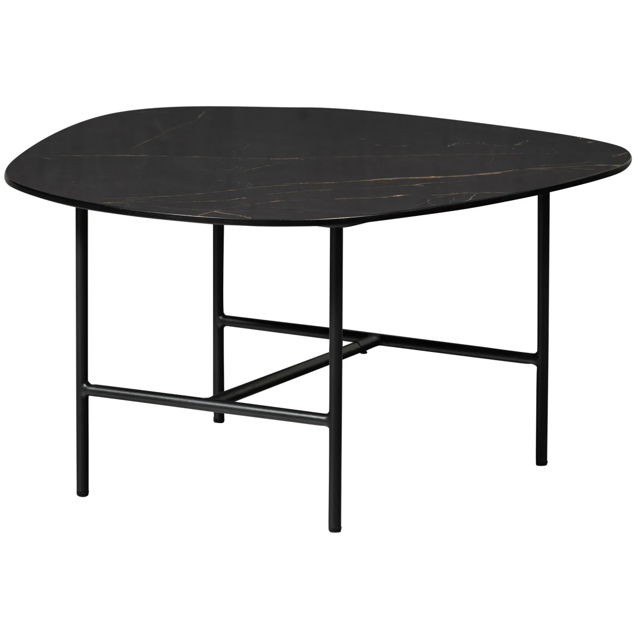 Couchtisch Vajen aus Porzellan, modernes Design, organische Form, schwarz, 70x70 cm - Woood