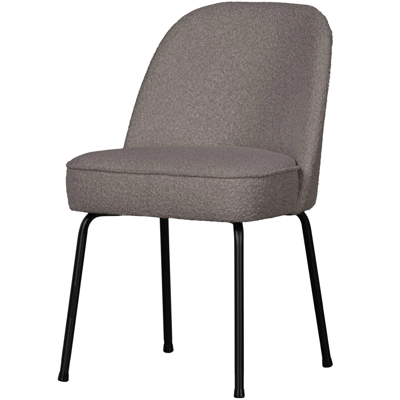 Esszimmerstuhl Vogue aus Bouclé-Stoff, modernes Design, gepolstert, grau, stabiles Metallgestell