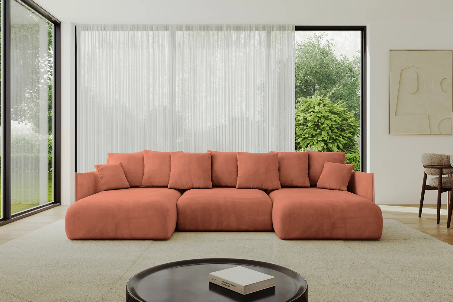 Wohnlandschaft ONESK-U Apricot - Dream Velvet 202.07