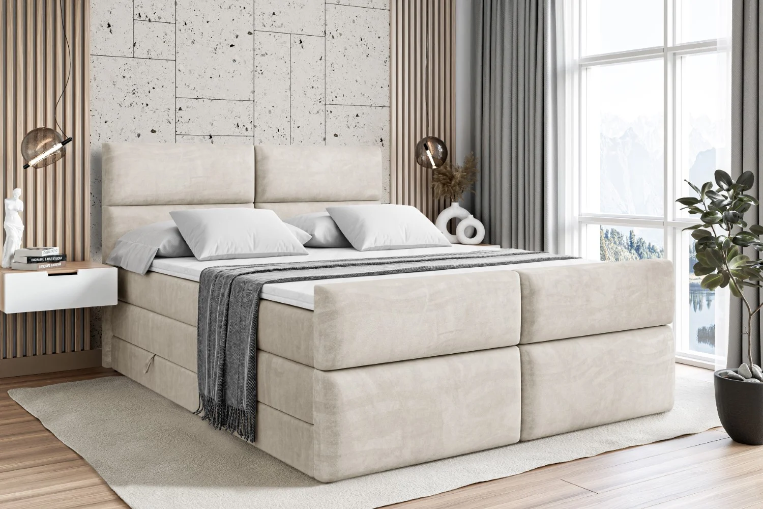 Boxspringbett BOXI3-Z KING Beige - Casablanca 2301 120x200 cm
