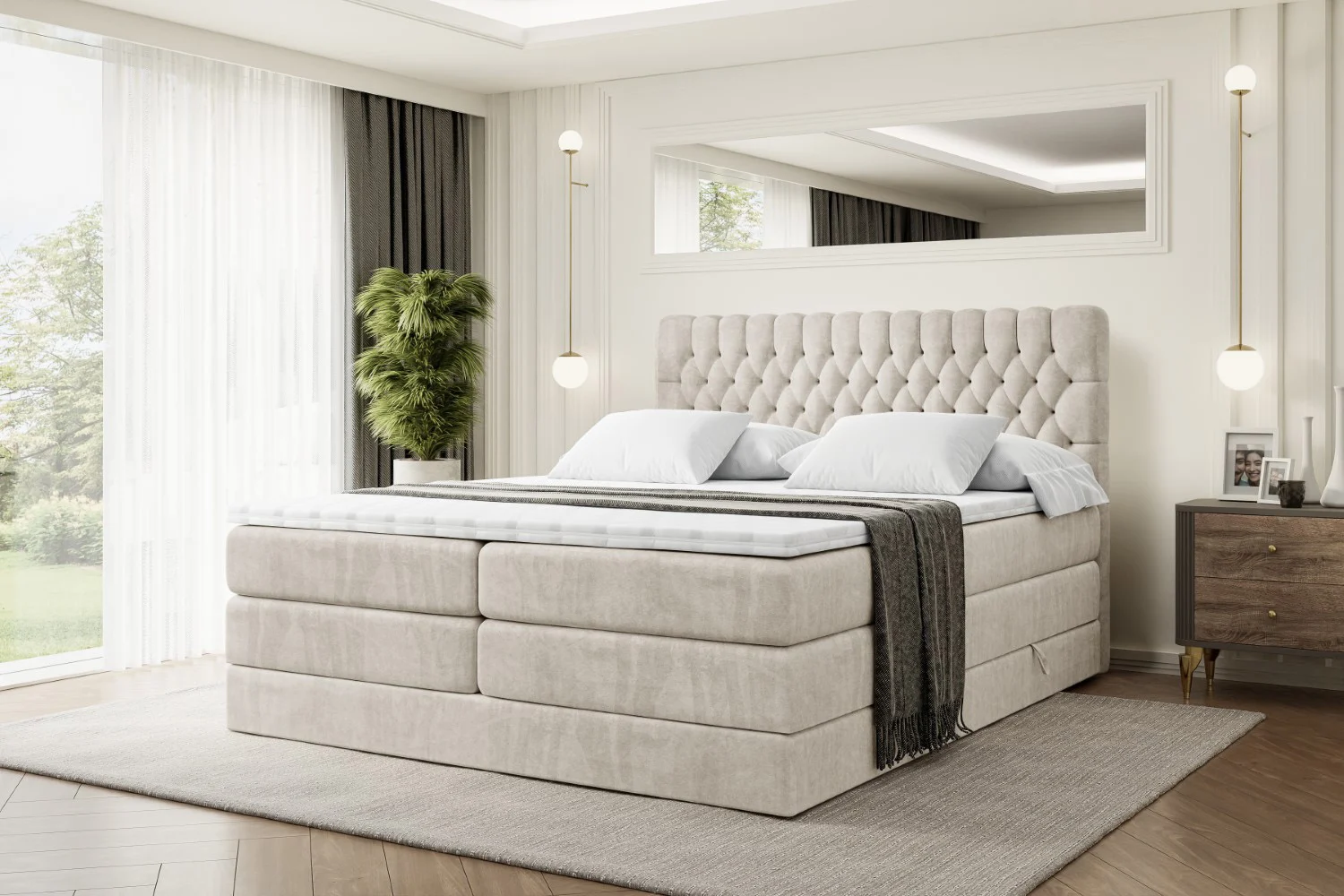 Boxspringbett SERENE KING Beige - Casablanca 2301 120x200 cm