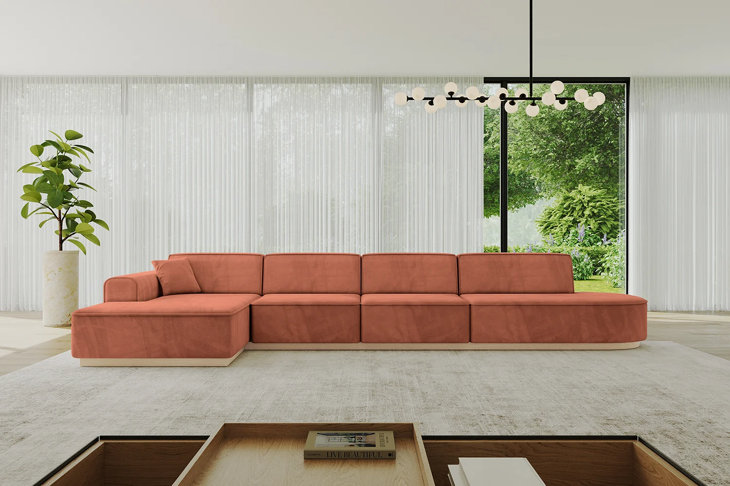 Ecksofa IREA-L3 Apricot - Dream Velvet 202.07