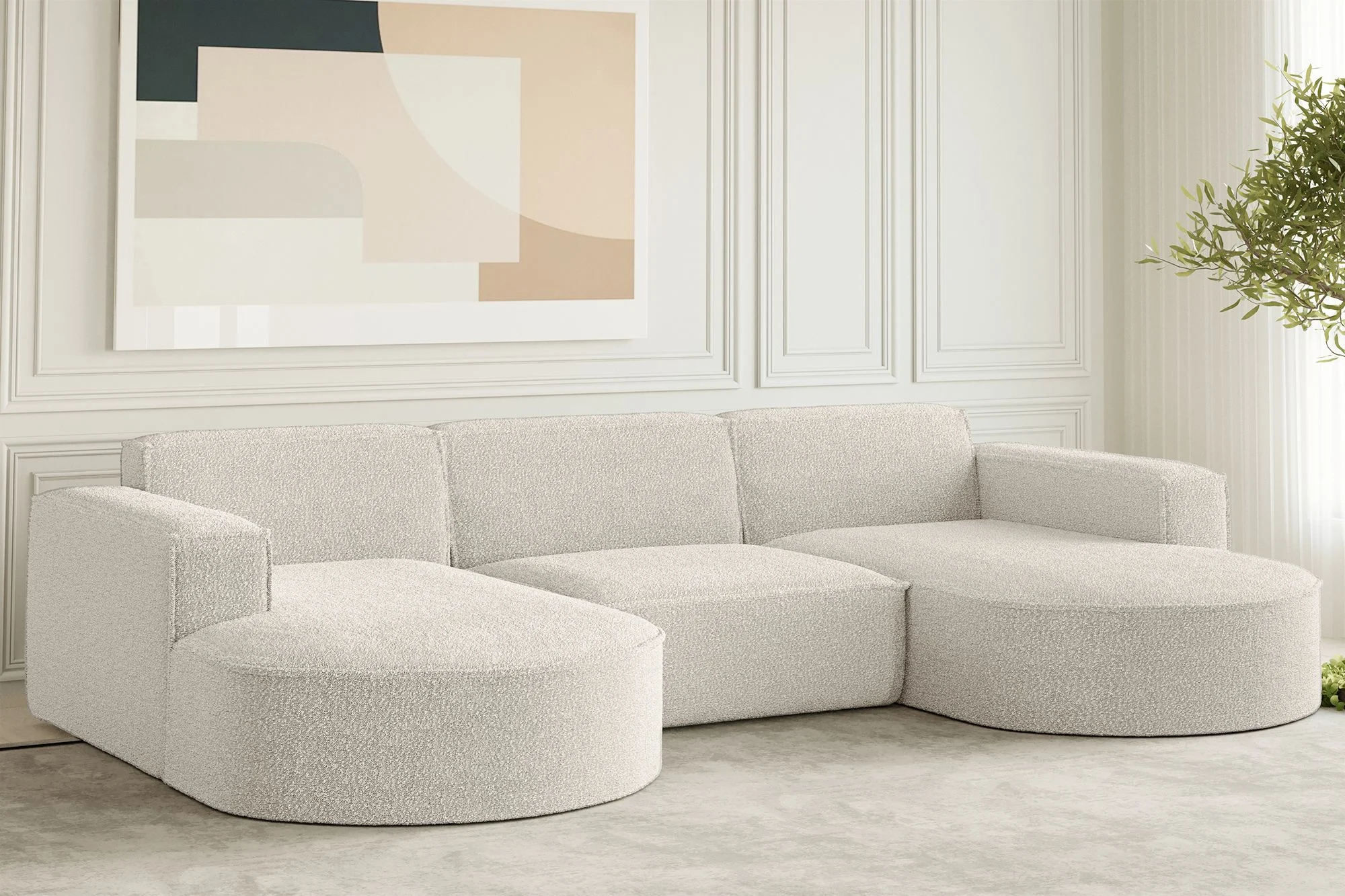 Ecksofa Designer, Sofa U Form MODENA Stoff Loop