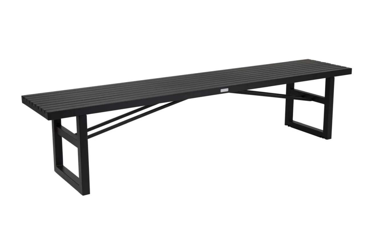 Gartenbank Vevi aus Aluminium, modern und wetterfest, Schwarz, 200 cm, für 3–4 Personen - Brafab