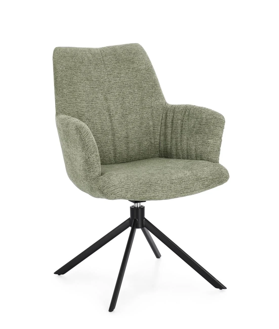 Esszimmerstuhl Alexander aus Stoff, modern und gepolstert, olivegrün, 360° drehbar mit Armlehne - Bizzotto