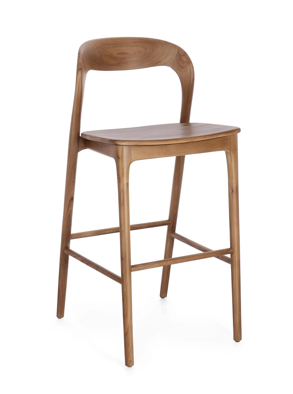 Barhocker Miley aus Teakholz, skandinavisches Design, natur, 4-Fuß-Gestell, für Indoor