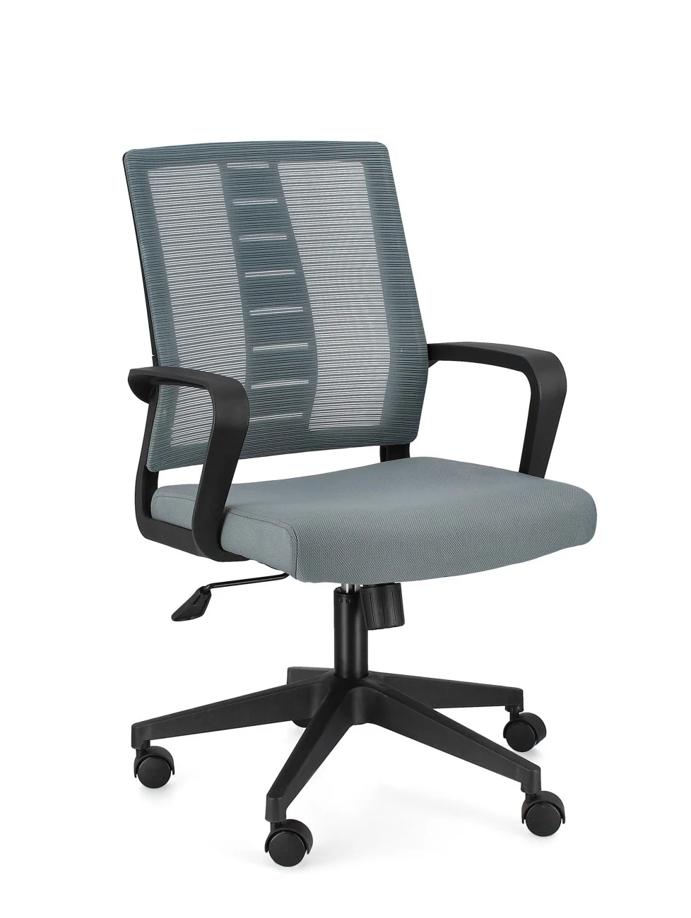 Bürostuhl Roman mit Armlehne, Stoff und Kunststoff, modern, höhenverstellbar, grau - Bizzotto