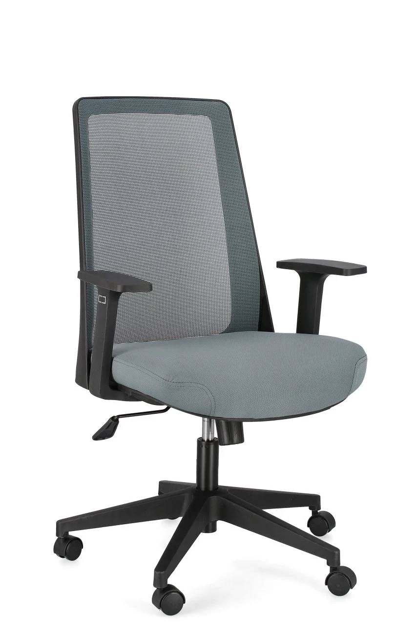 Bürostuhl Wesley aus Stoff und Netzgewebe, modern, höhenverstellbar, grau, mit Armlehnen - Bizzotto