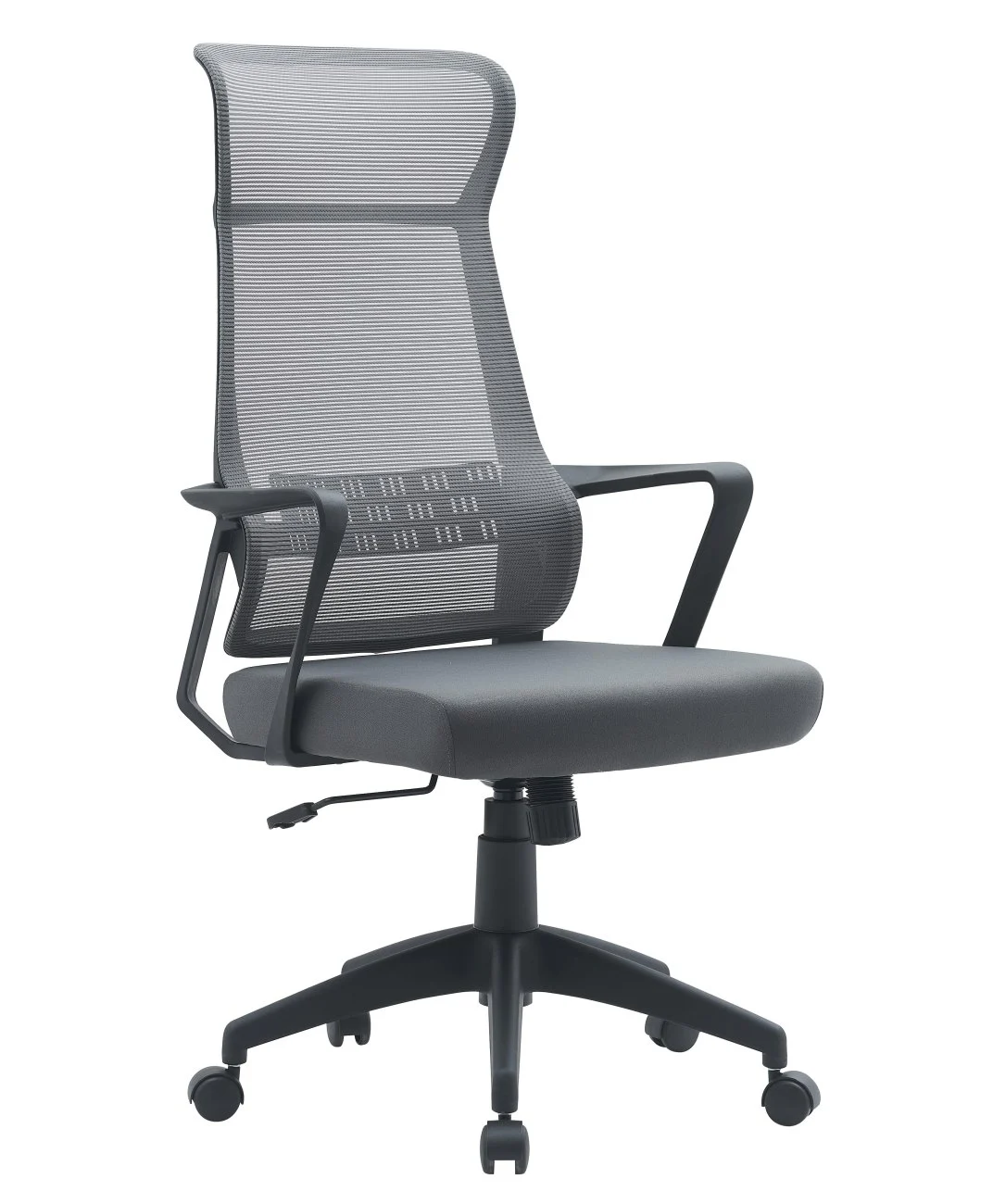 Bürostuhl Hoboken mit Armlehne, Netzstoff und Kunststoff, modern, höhenverstellbar, grau - Bizzotto