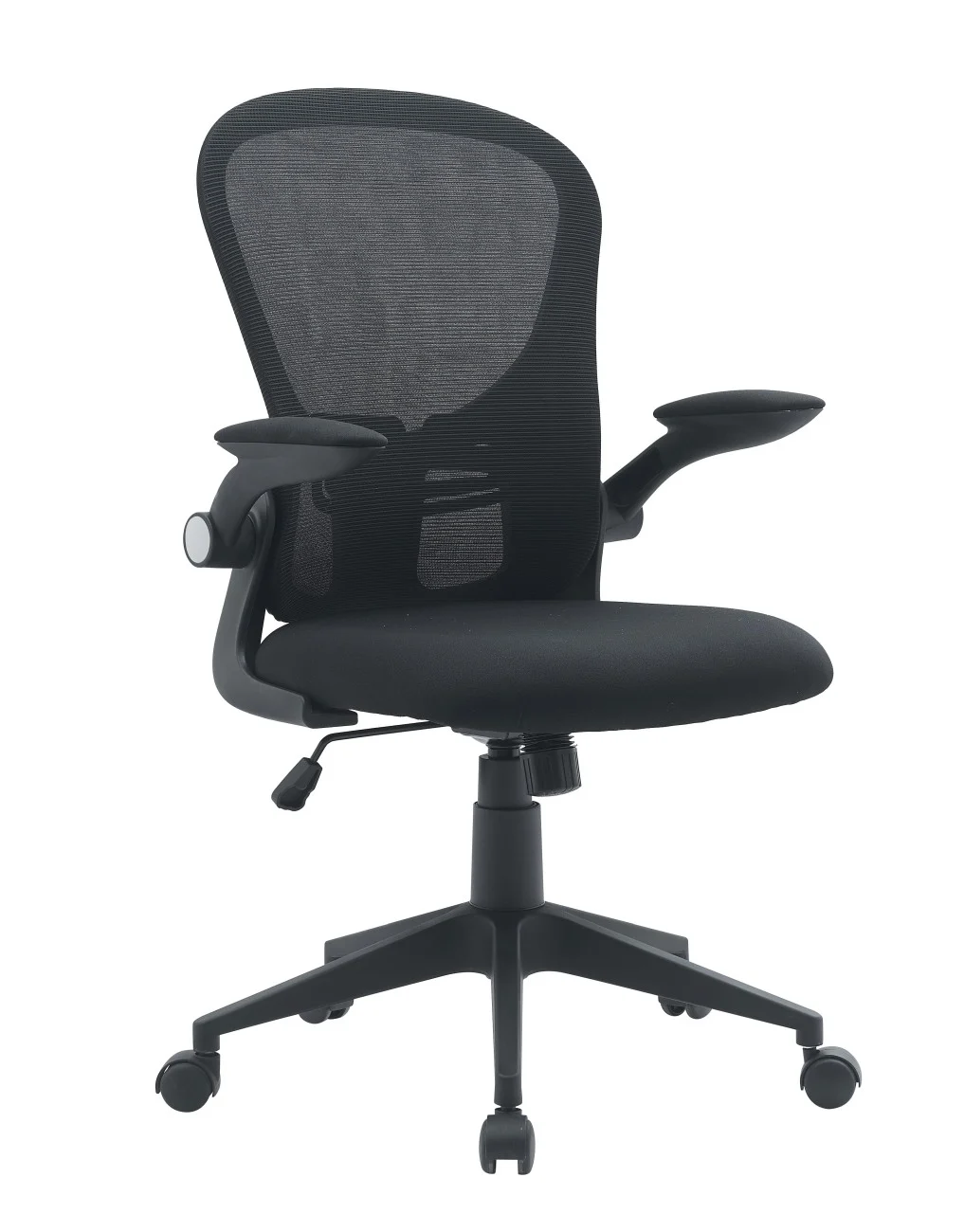 Bürostuhl Kempton mit Armlehne, höhenverstellbar, modern, gepolstert, Netzstoff, Schwarz - Bizzotto