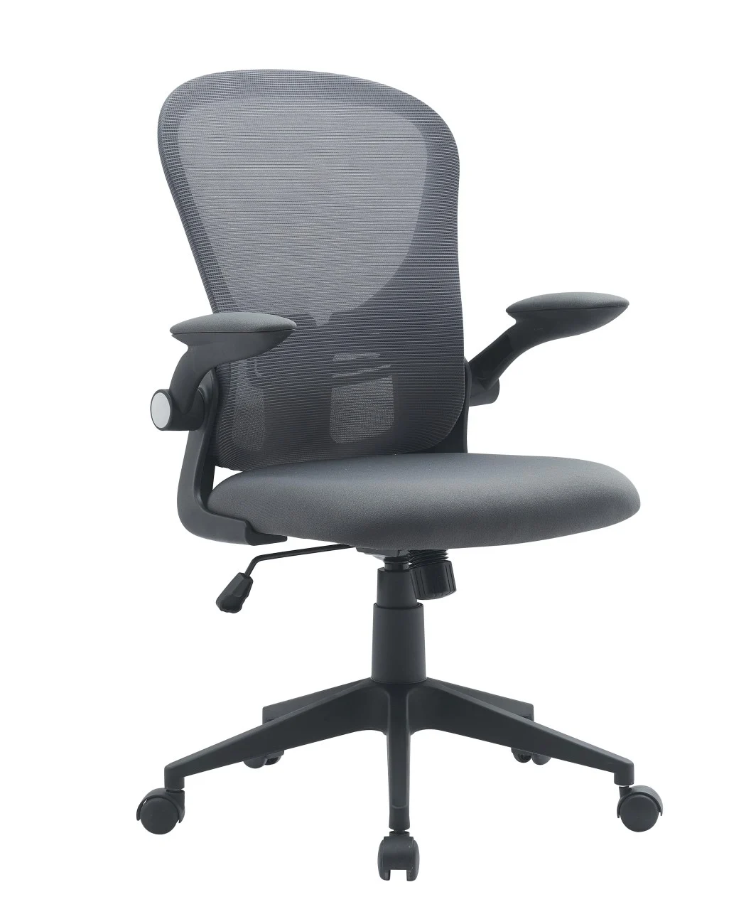 Bürostuhl Kempton mit Armlehne, Stoff und Netzgewebe, modern, grau, höhenverstellbar, gepolstert - Bizzotto