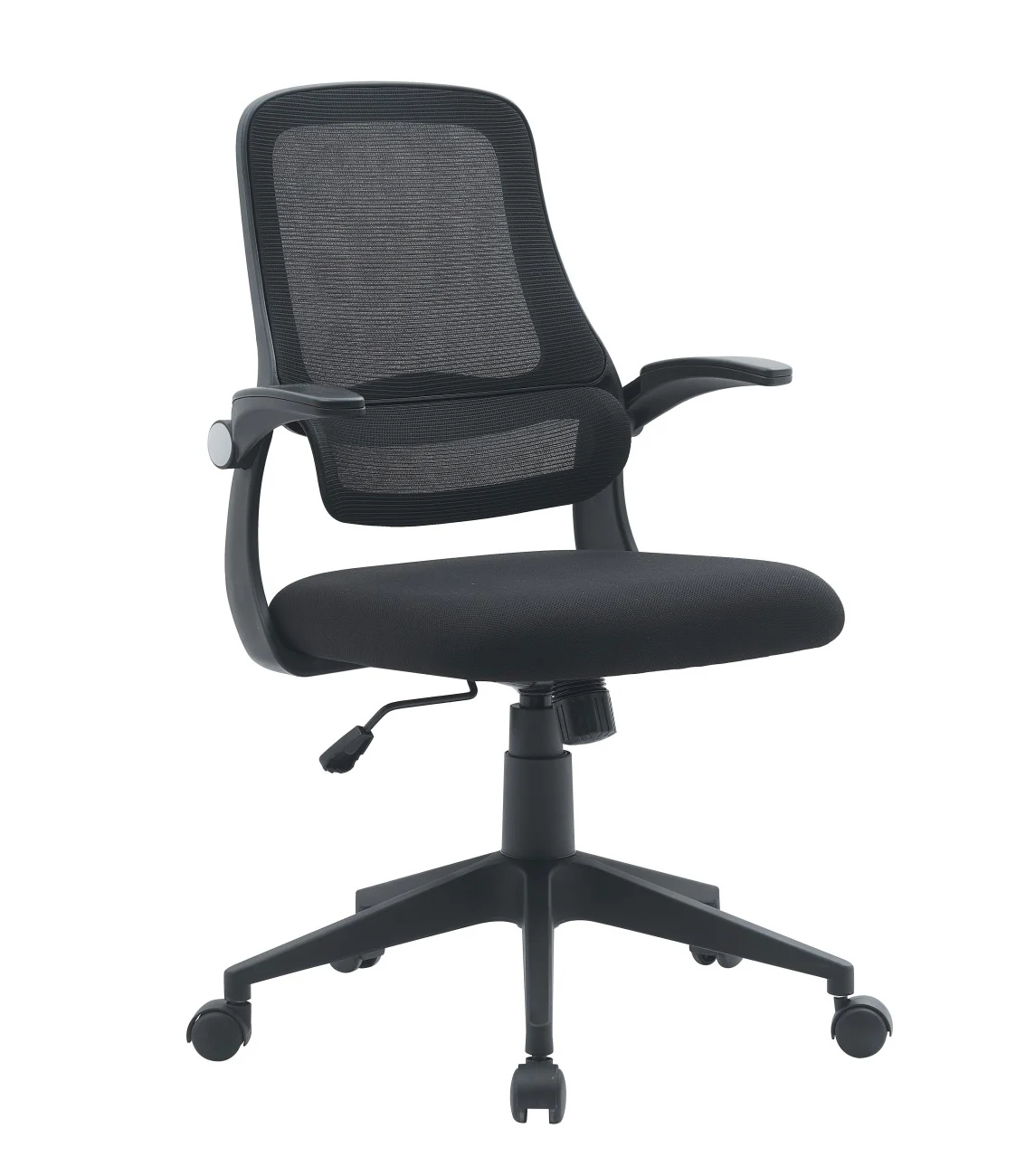 Bürostuhl Gilmore mit Armlehne, Stoff und Kunststoff, modern, Schwarz, höhenverstellbar und gepolstert - Bizzotto