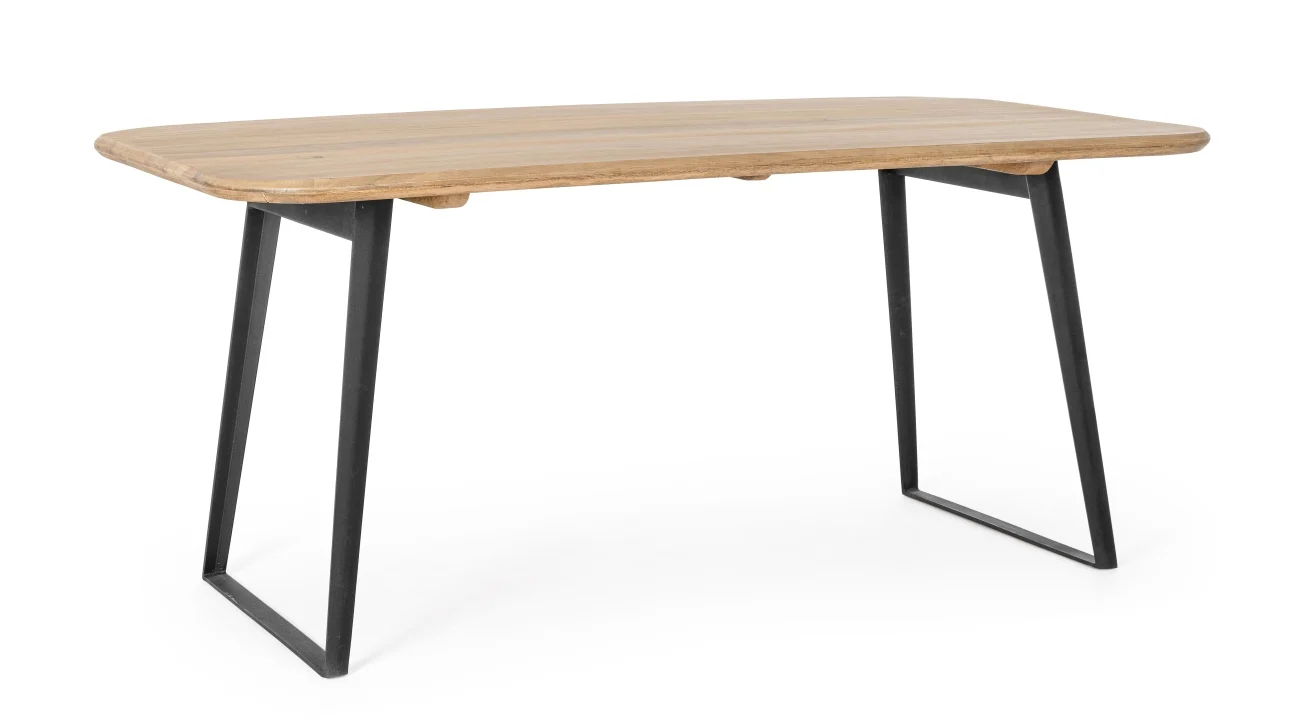 Esstisch Nashik aus Mangoholz, rechteckig, moderner Industrial Stil, Natur, Metallgestell schwarz, 175 cm, für 4–6 Personen - Bizzotto