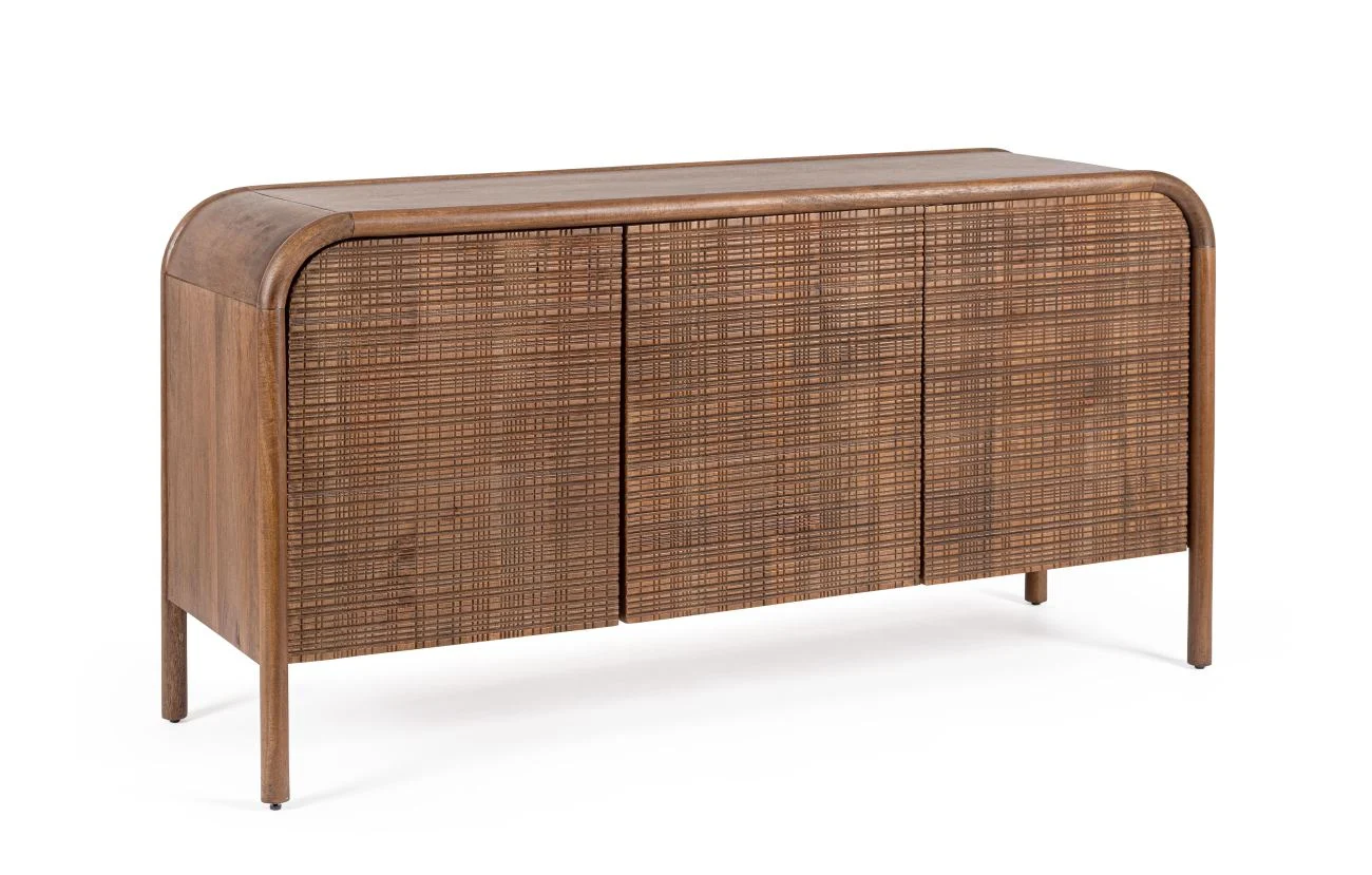 Sideboard Sanat aus Mangoholz, handgefertigte Schnitzereien, Retro Chic, Braun, 145 cm - Bizzotto