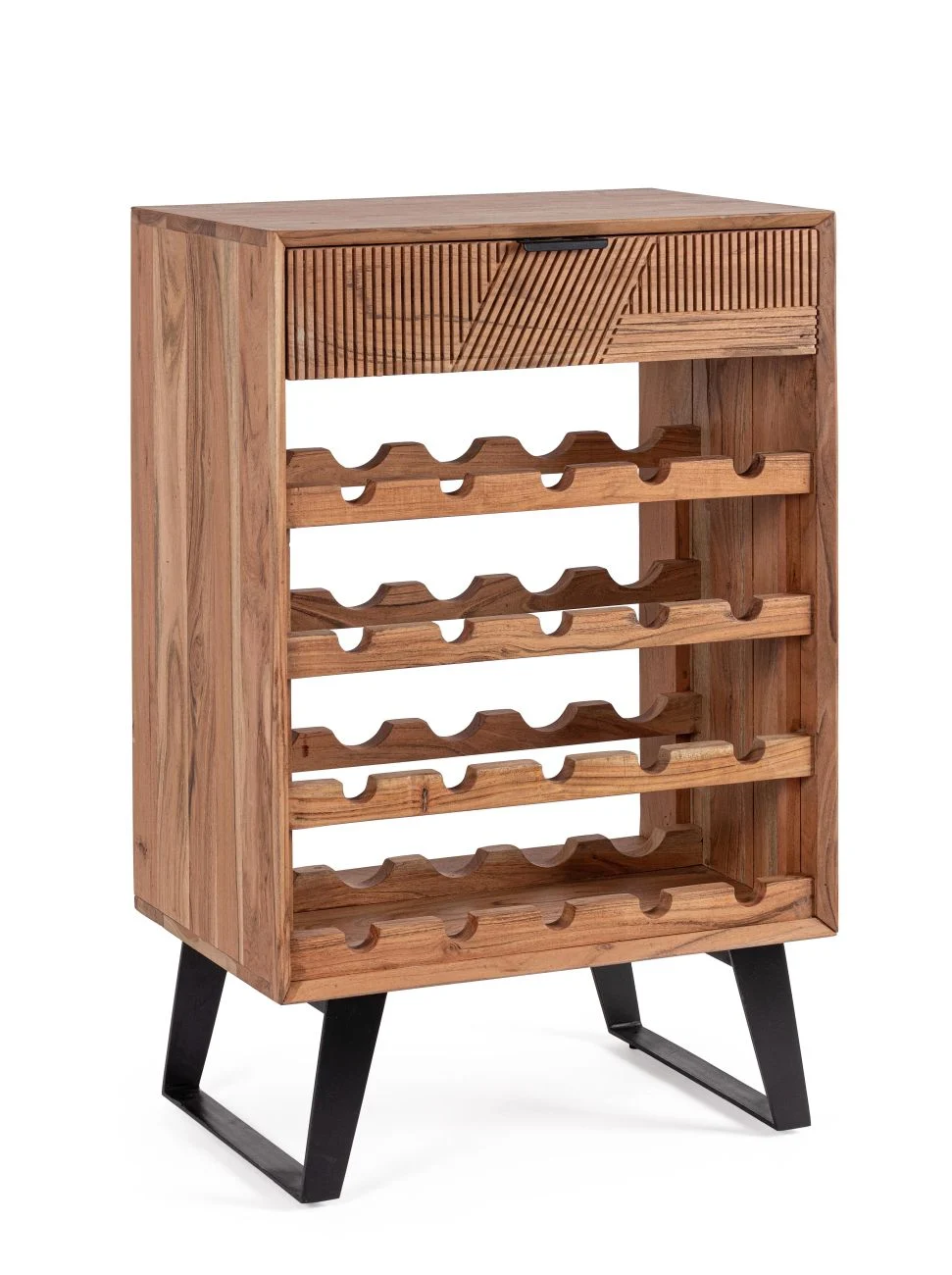 Weinregal Isar aus Akazienholz, klassisch handgefertigt, natur, Platz für 20 Flaschen, 60 cm - Bizzotto