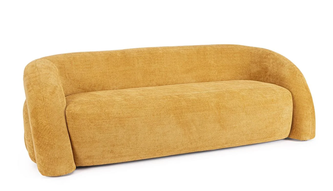 Sofa Clemence aus Stoff, modern gepolstert, Senf Gelb, 2-3 Sitzplätze, Bizzotto