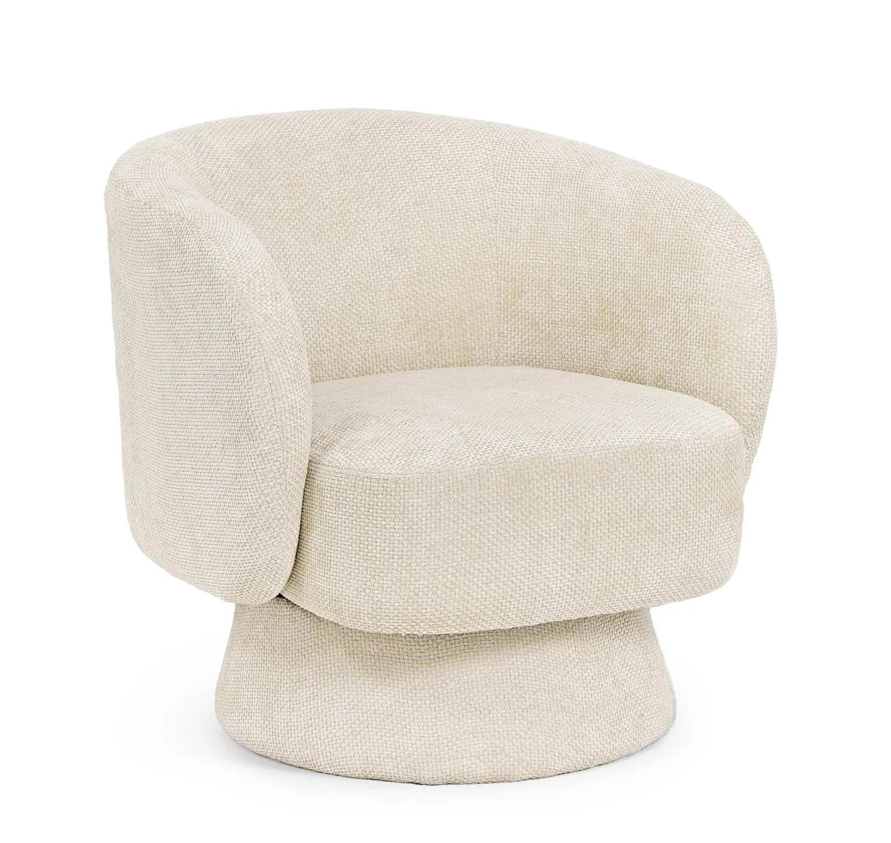 Sessel Julienne aus Stoff, modern drehbar, Beige, gepolstert, komfortable Sitzhöhe - Bizzotto