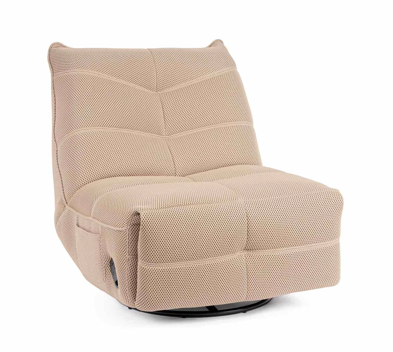 Sessel Gitta mit Relax-Funktion, Stoffbezug mit 3D-Effekt, modern, beige, drehbar und schaukelnd