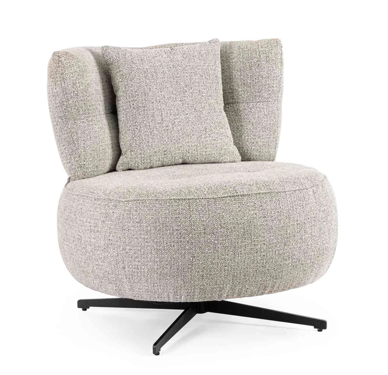 Sessel Gonnie aus Chenille-Stoff, modern drehbar, grau, mit Metallgestell und Polsterung