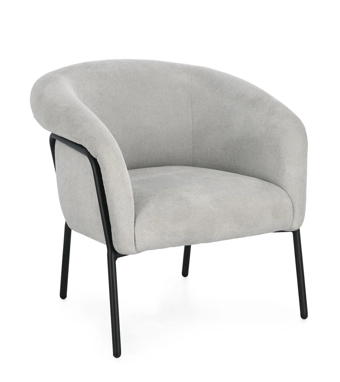 Sessel Camila aus Stoff, modernes Design, hellgrau, gepolstert mit Metallgestell - Bizzotto