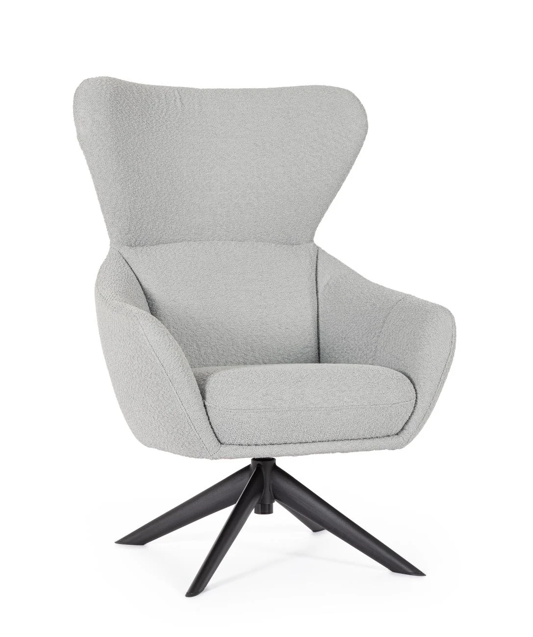 Drehsessel Hailey aus Stoff, modernes Design, grau, drehbar, gepolstert, Metallgestell - Bizzotto