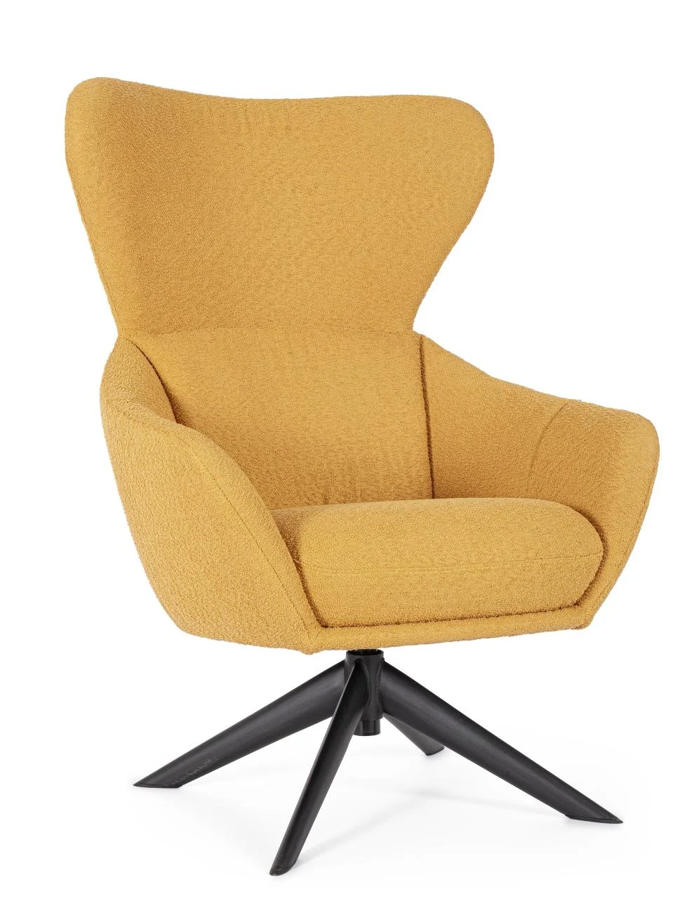 Drehsessel Hailey aus Stoff, modernes Design, drehbar, Senf, gepolstert, Metallgestell - Bizzotto