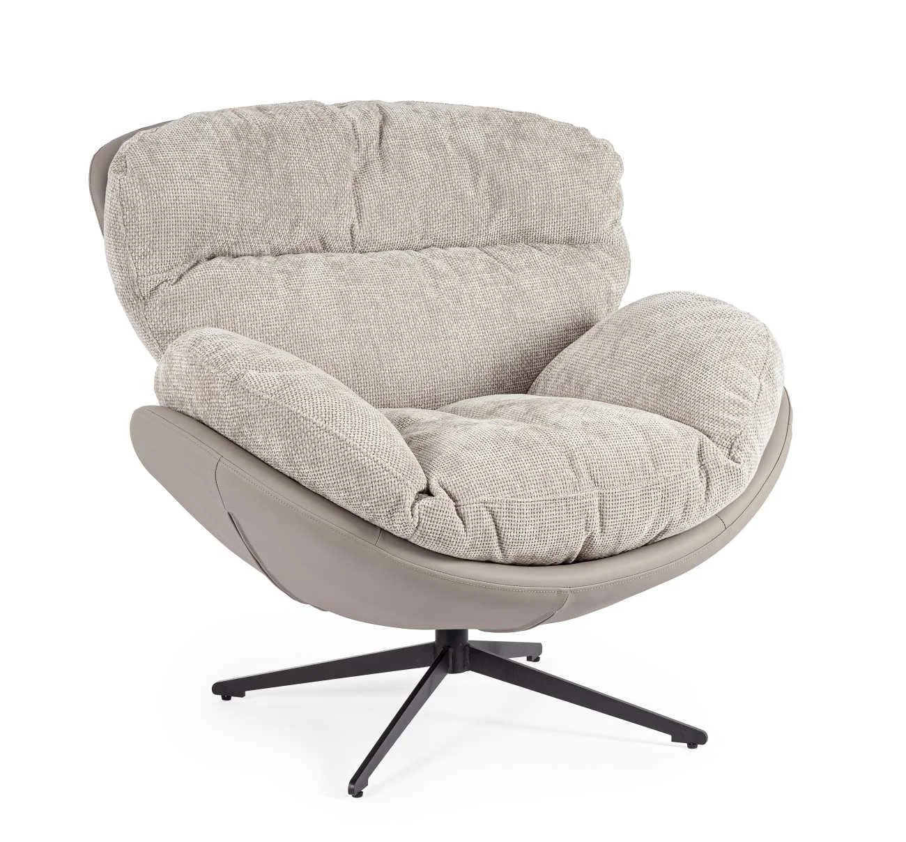 Drehsessel Adinda aus Stoff, modernes Design, drehbar, grau taubengrau, komfortabel gepolstert - Bizzotto