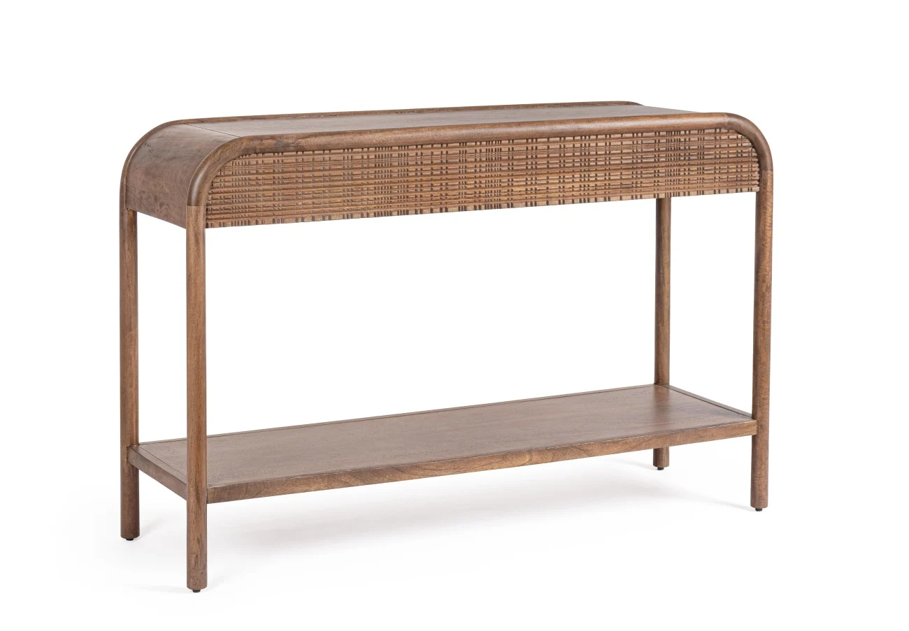 Konsole Sanat aus Mangoholz, handgefertigte Schnitzereien, Retro Chic, braun, 120 cm - Bizzotto
