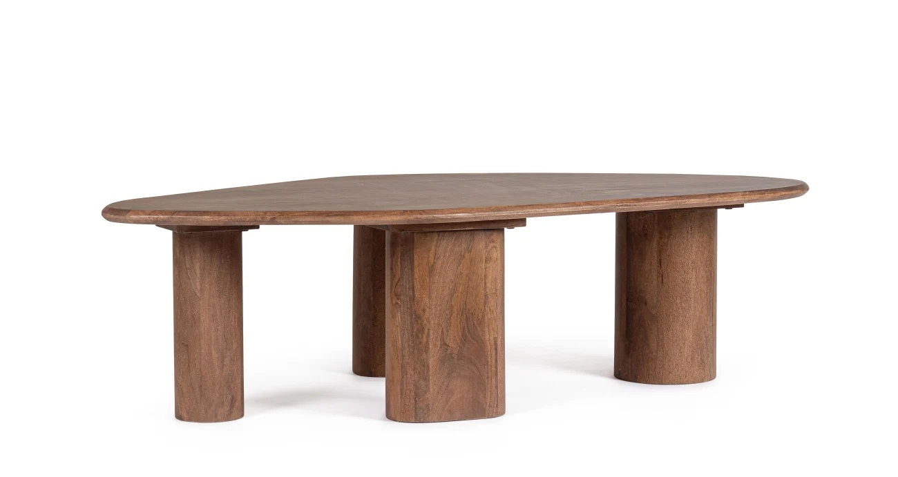 Couchtisch Sanat aus Mangoholz, Retro Chic Design, braun, 150 cm, organische Form - Bizzotto